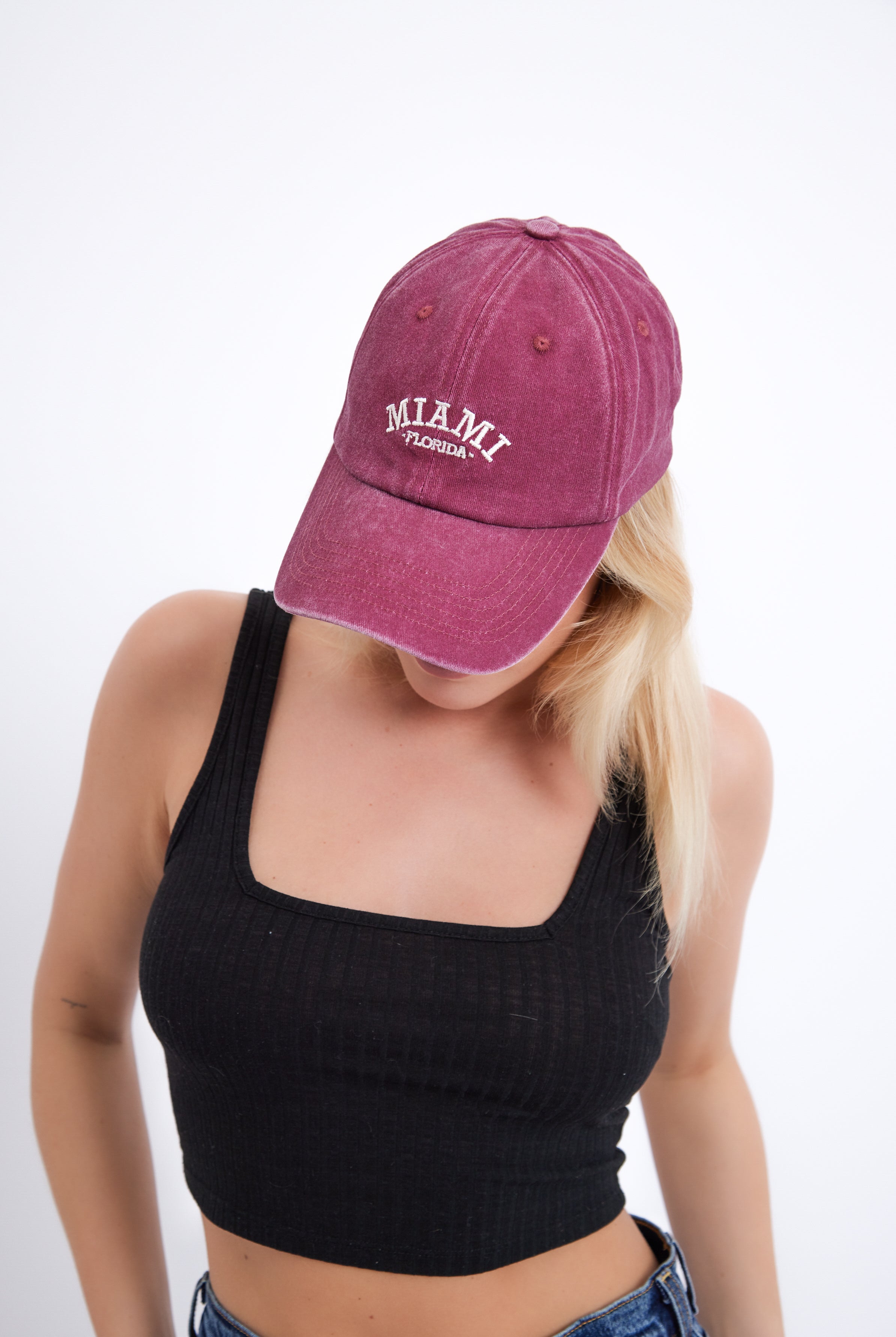 Women's MIAMI Washed baseball cap in Red
