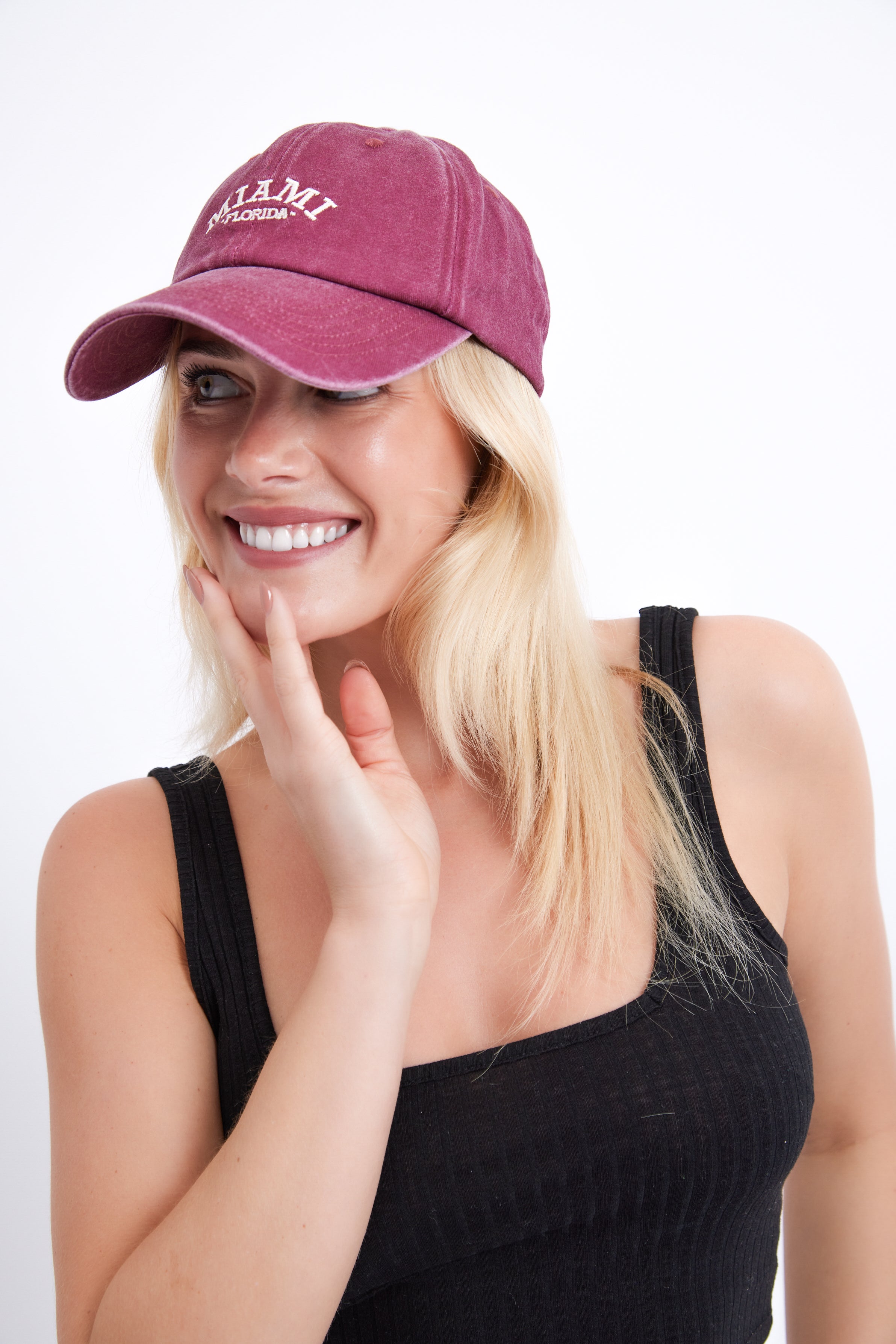 Women's MIAMI Washed baseball cap in Red