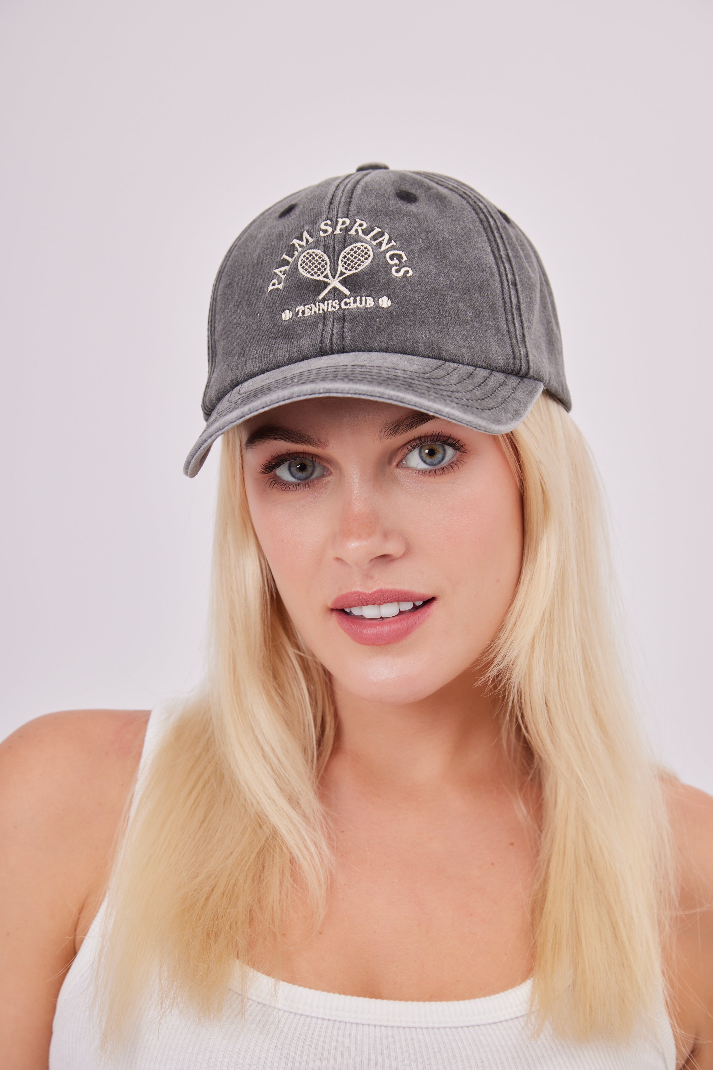 Women's Palm Springs washed baseball cap in Black