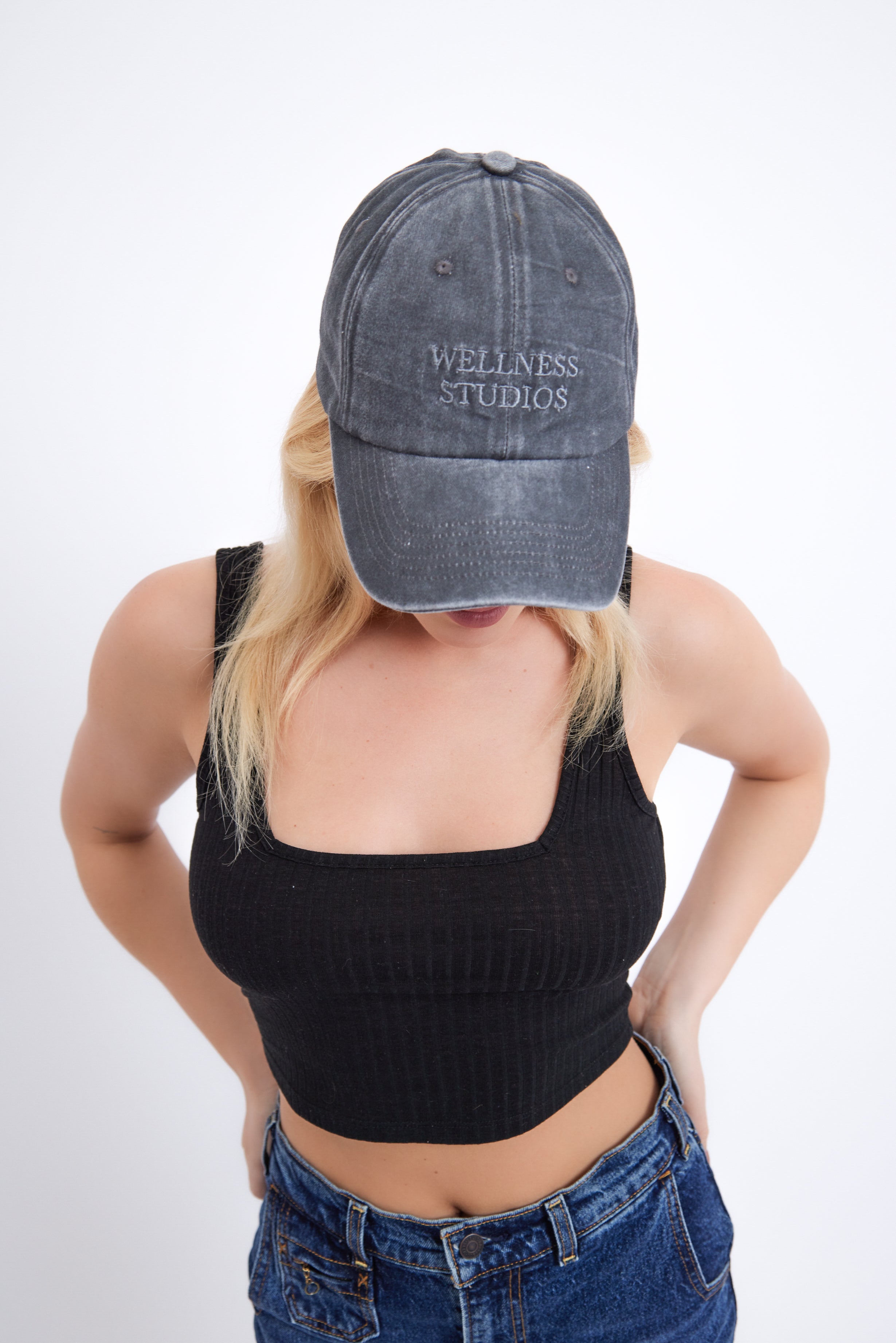Women's Wellness Studios Washed baseball cap in Black