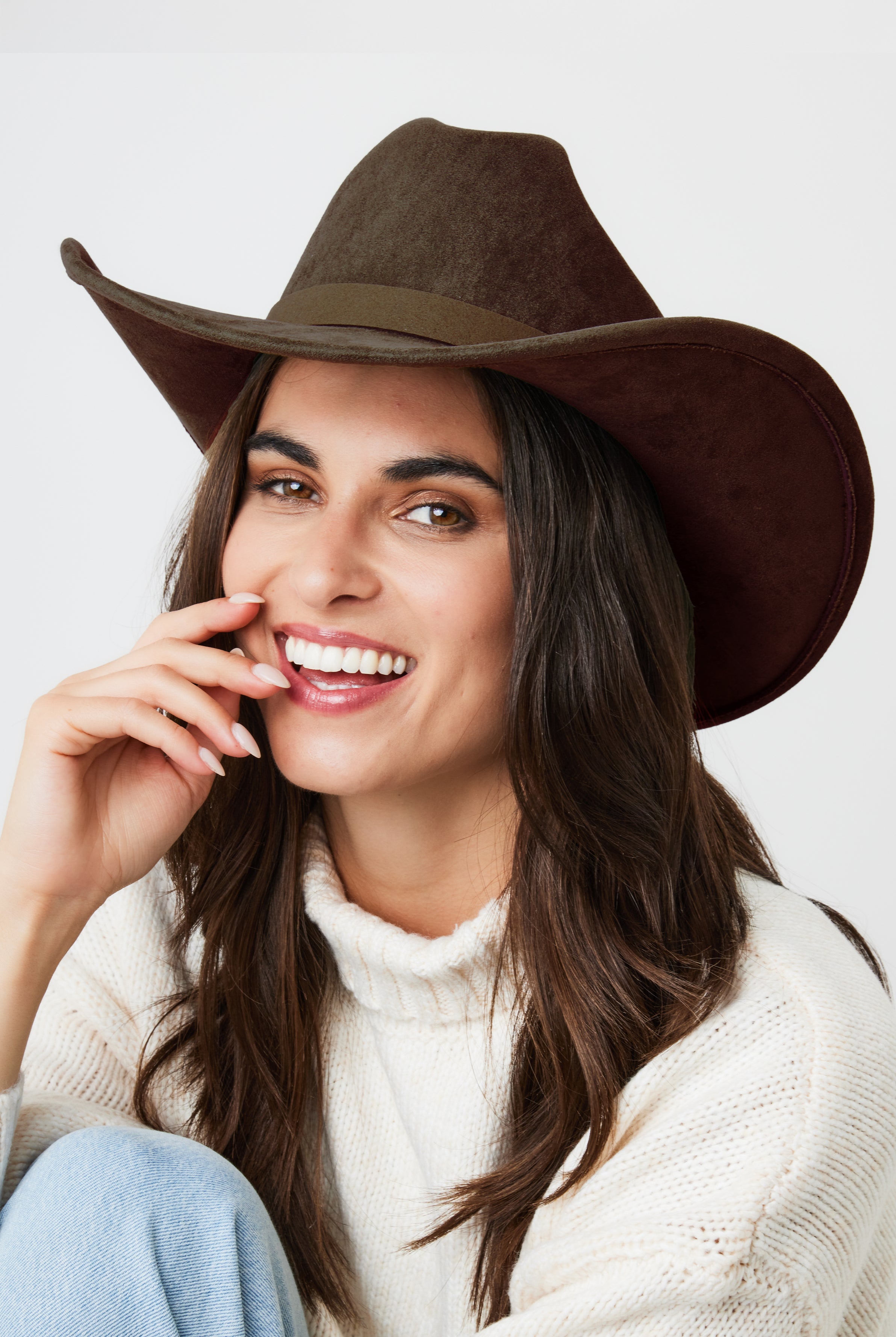 Women's Suede Brown Cowboy Hat
