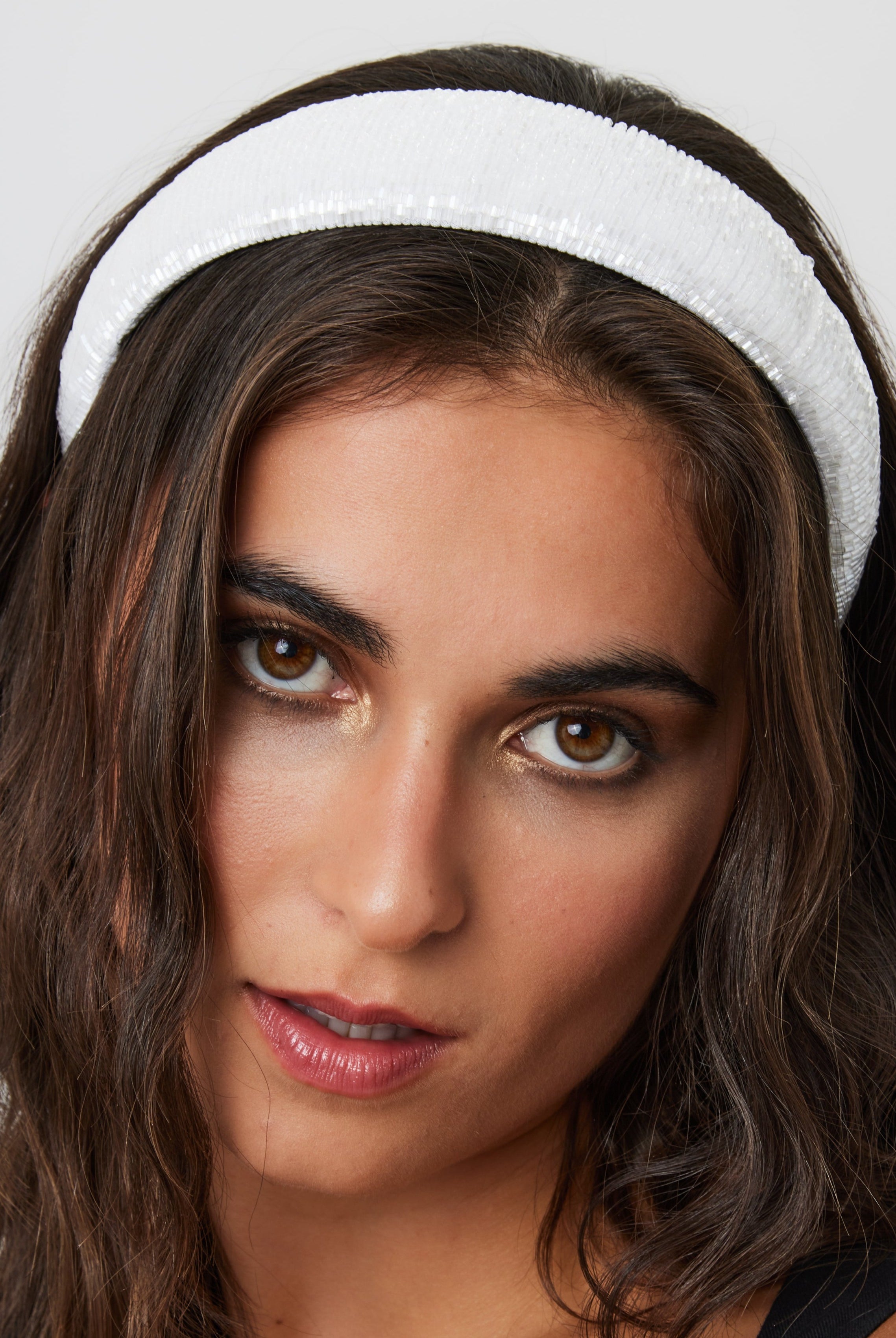 Straight Beaded Headband in White | Embellished | Hair Accessory | Wedding | Wedding Guest | Festival | Occasion | Party | Glam | Hair Accessory | Women's Accessories | Women | Lolita | Coquette | Cottage | Tomato Girl | Twee | Preppy | Old Money | Soft e girl