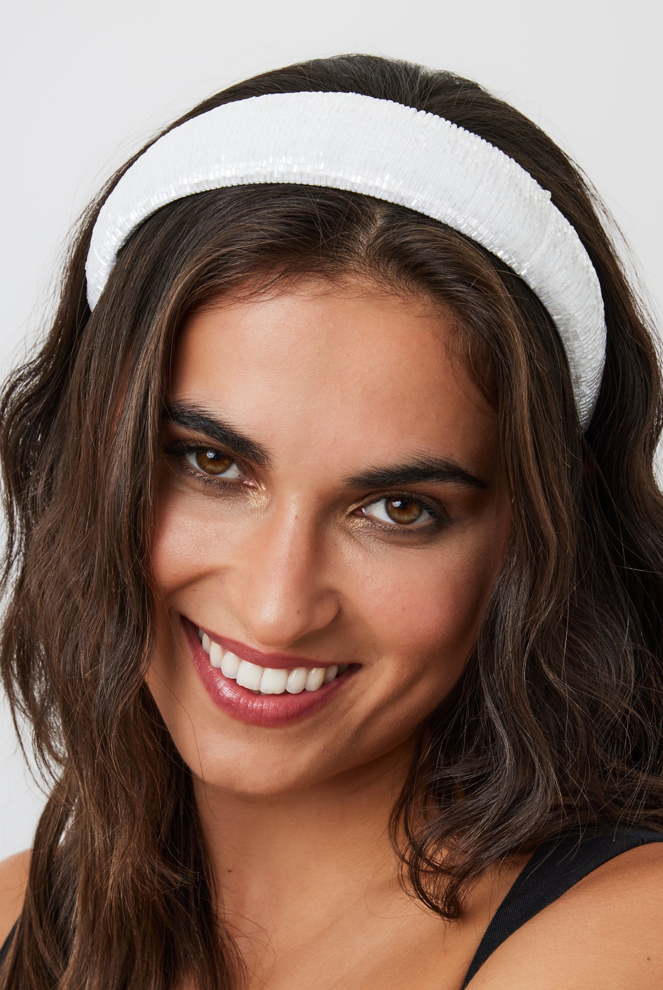 Straight Beaded Headband in White | Embellished | Hair Accessory | Wedding | Wedding Guest | Festival | Occasion | Party | Glam | Hair Accessory | Women's Accessories | Women | Lolita | Coquette | Cottage | Tomato Girl | Twee | Preppy | Old Money | Soft e girl