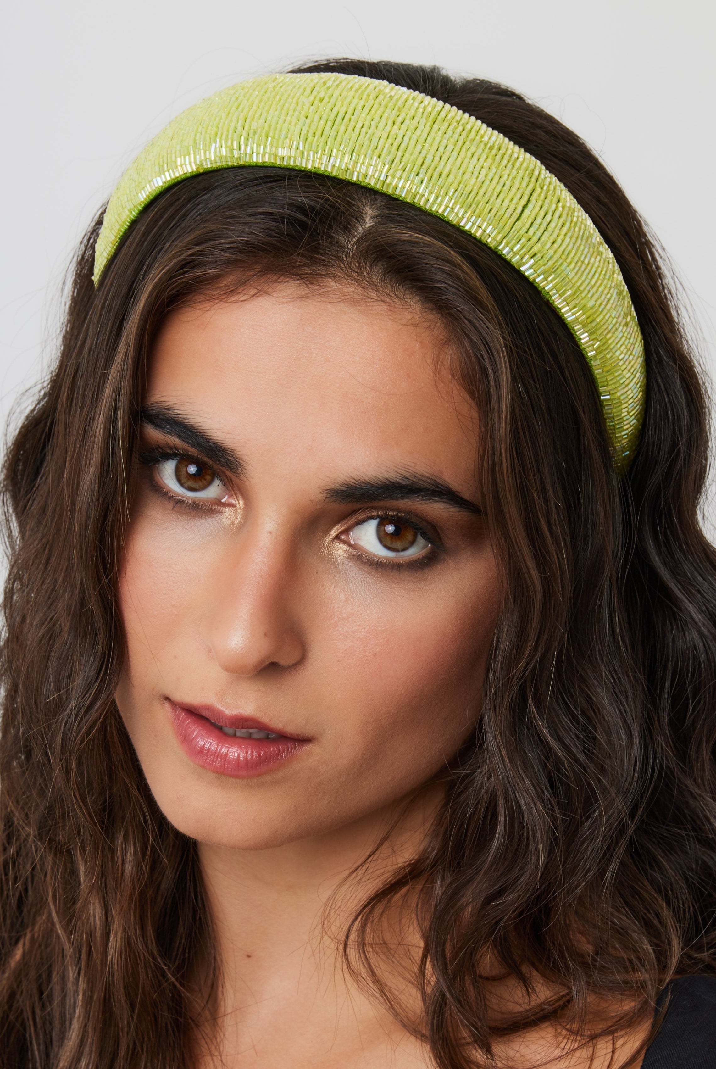 Straight Beaded Headband in Green | Embellished | Hair Accessory | Wedding | Wedding Guest | Festival | Occasion | Party | Glam | Hair Accessory | Women's Accessories | Women | Cottage | Tomato girl | Summer | Holiday | Beach