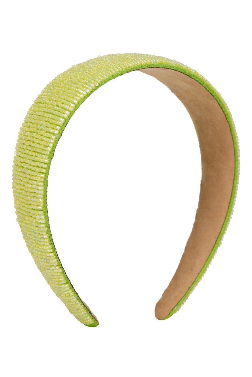 Straight Beaded Headband in Green | Embellished | Hair Accessory | Wedding | Wedding Guest | Festival | Occasion | Party | Glam | Hair Accessory | Women's Accessories | Women | Cottage | Tomato girl | Summer | Holiday | Beach