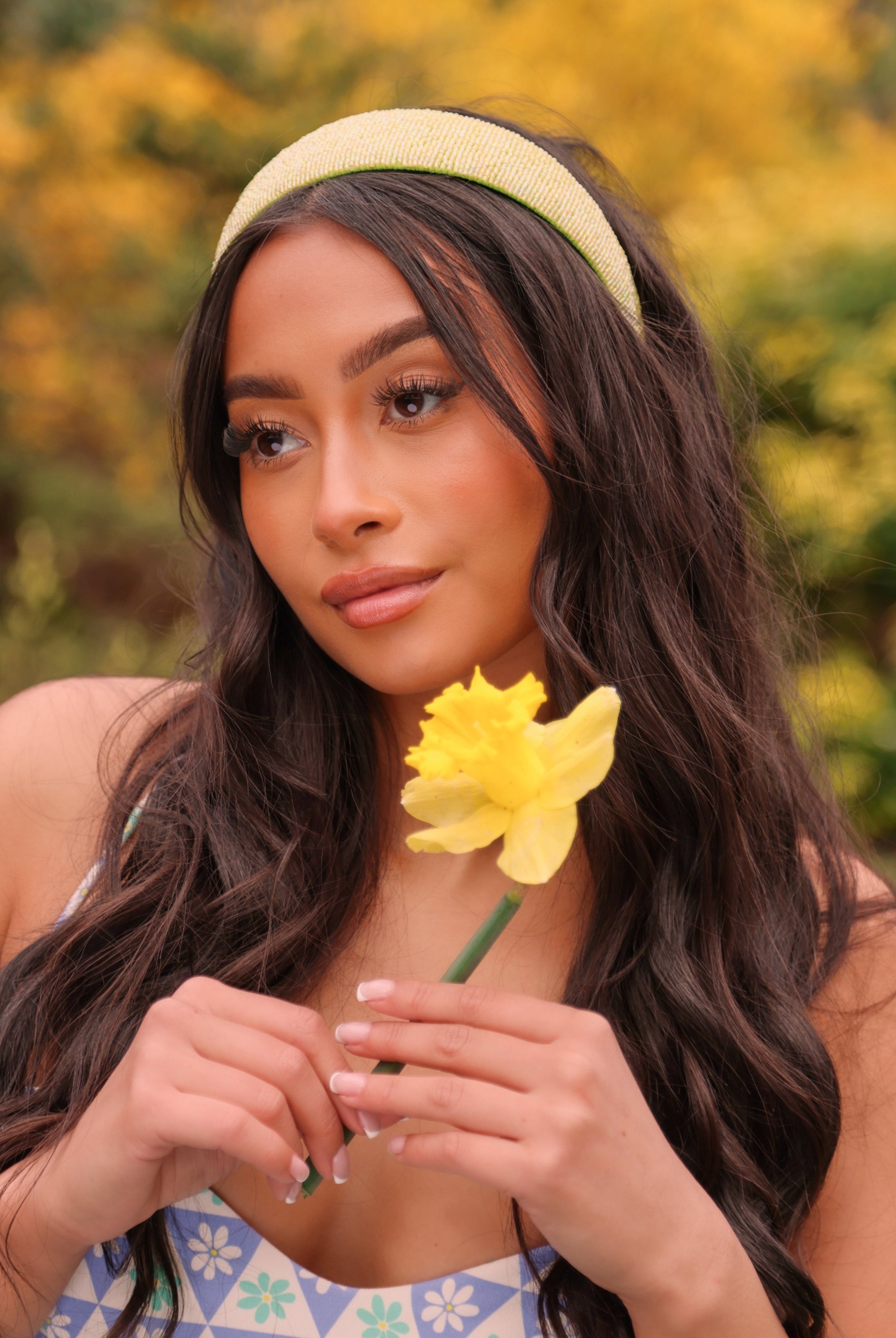 Straight Beaded Headband in Green | Embellished | Hair Accessory | Wedding | Wedding Guest | Festival | Occasion | Party | Glam | Hair Accessory | Women's Accessories | Women | Cottage | Tomato girl | Summer | Holiday | Beach