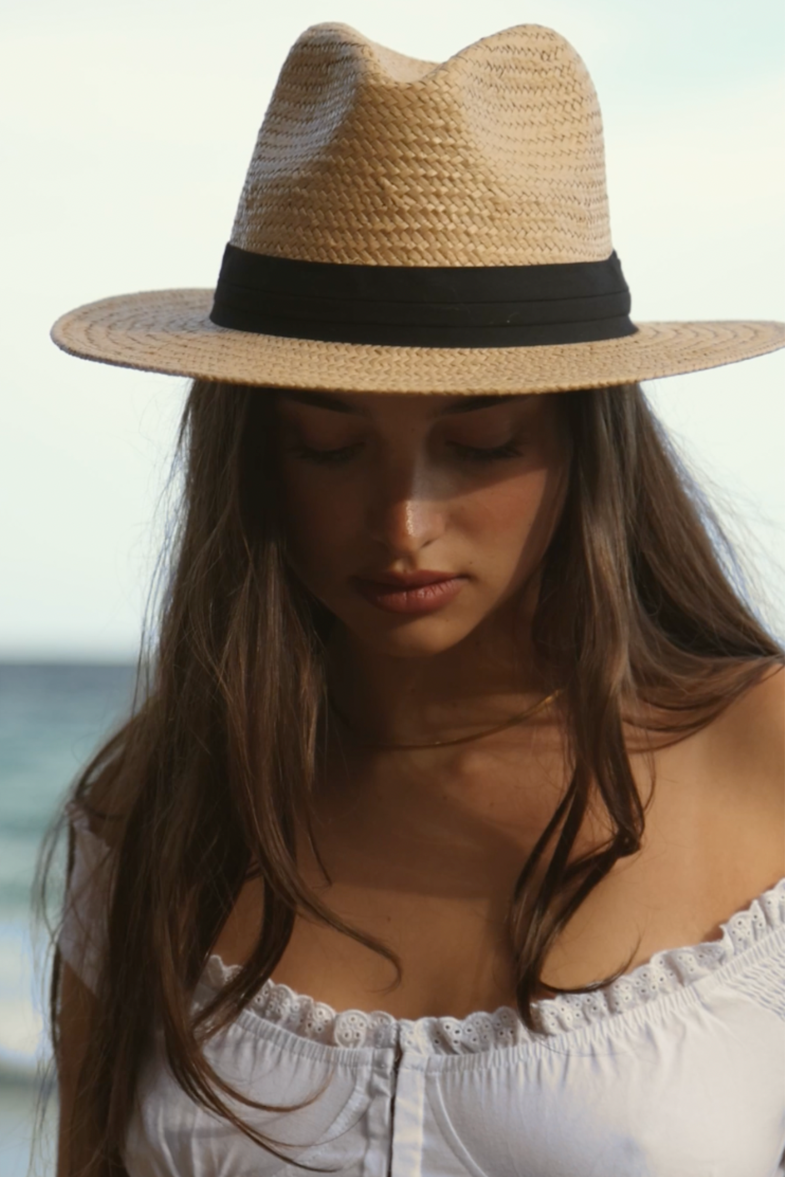 My Accessories London Straw fedora with Grosgrain Trim in Beige and Black | Panama Hat | Beach | Holiday | Summer | Occasion | Races | Women's | Women's Accessories | Accessory | Hat | Hats | BBQ