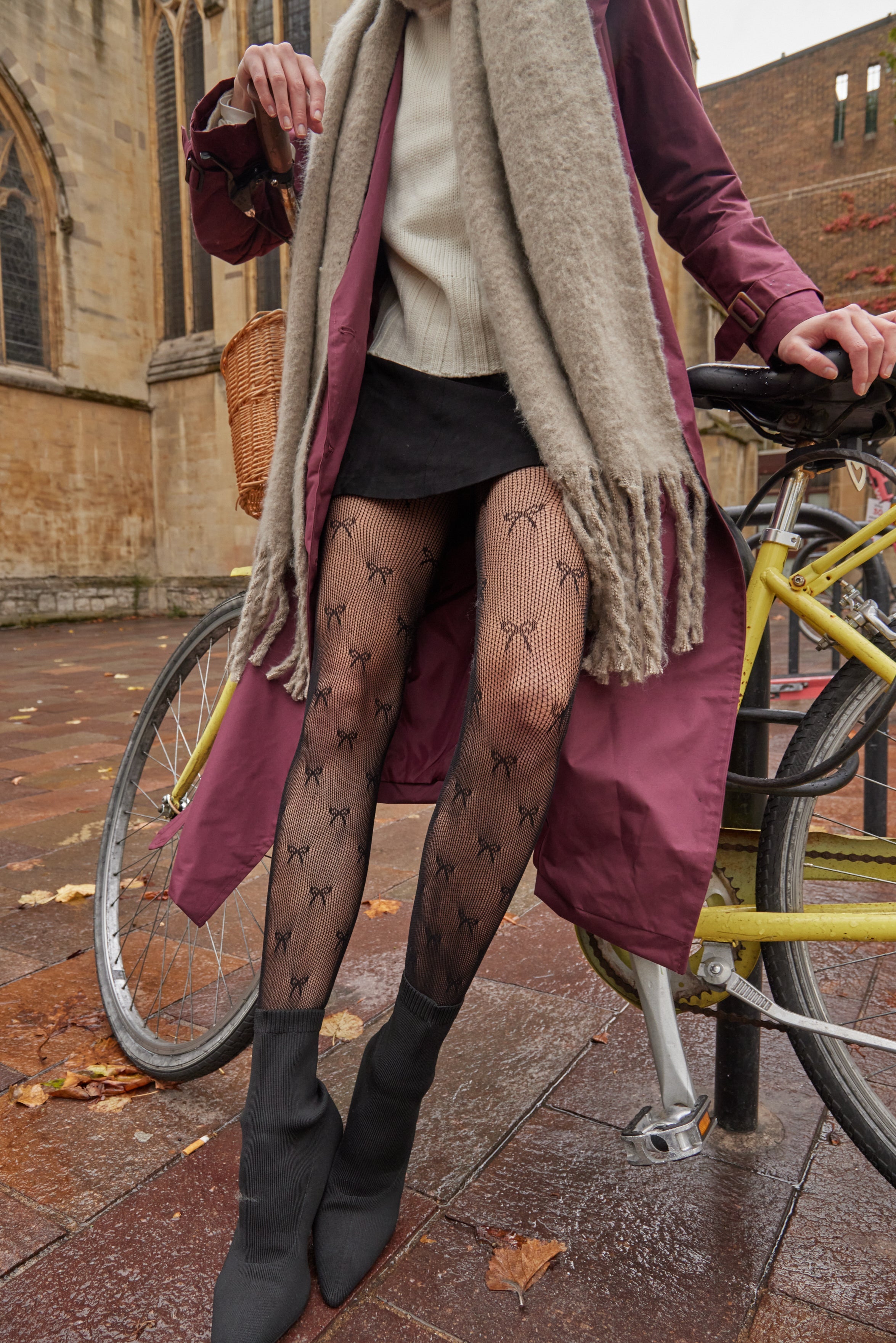 Bow Fishnet Tights in Black - Tights - My Accessories London
