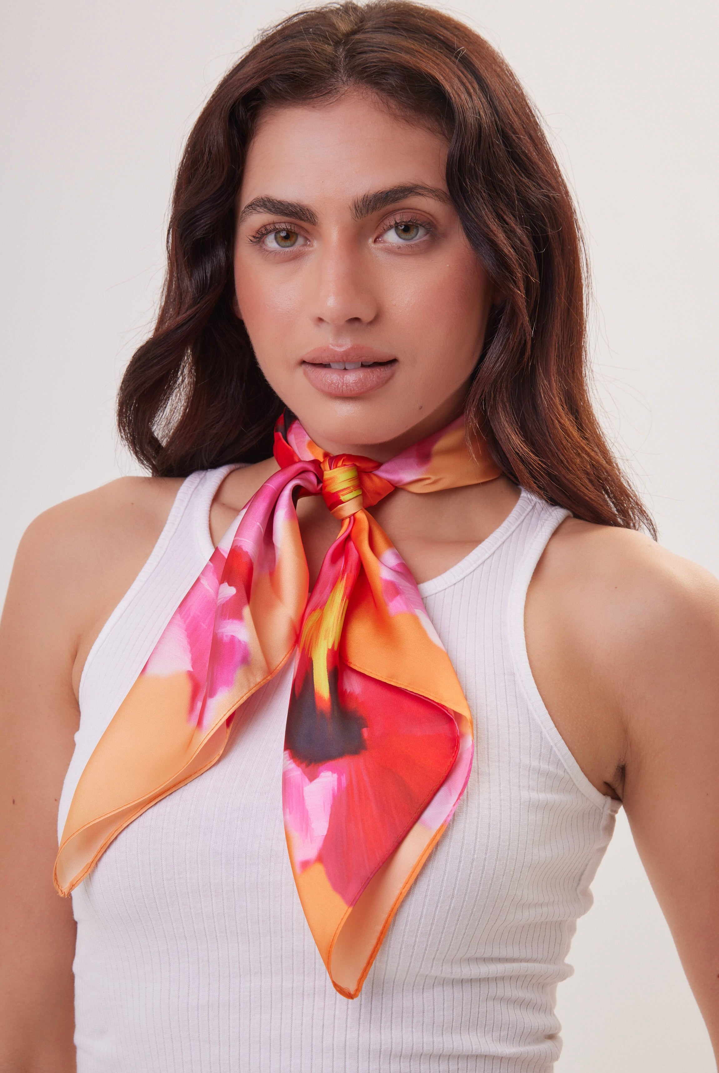 Bright Large Florals Multiway Bandana Head Scarf in Orange - Bandana - My Accessories London
