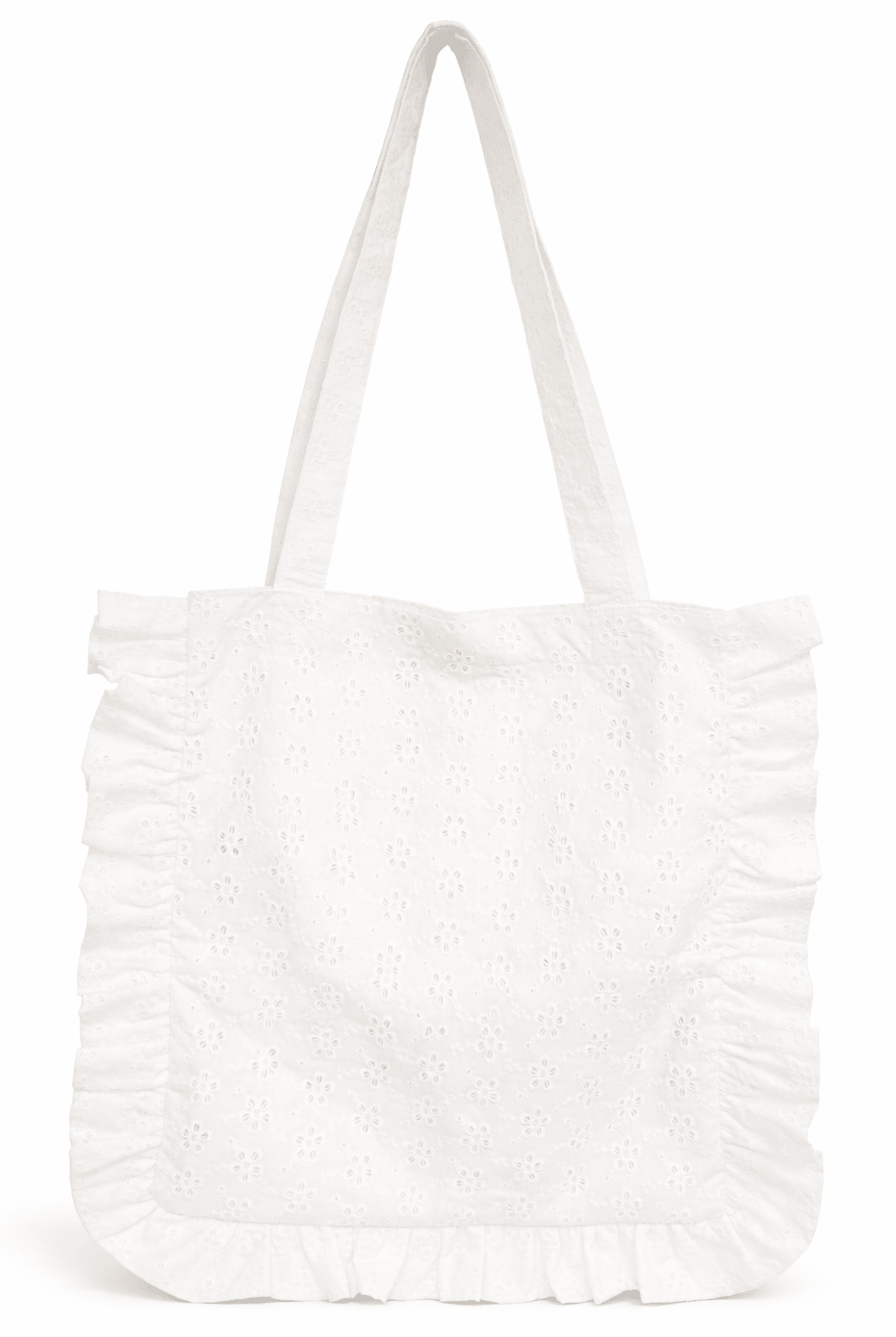 Broderie Anglaise Ruffle Tote bag in White - Tote Bag - My Accessories London
