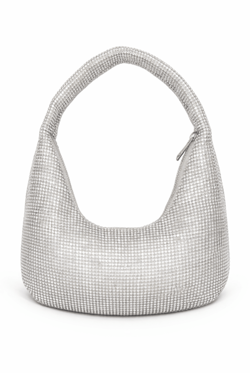 Chainmail Round Crystal Bag in Silver - Mini Bag - My Accessories London