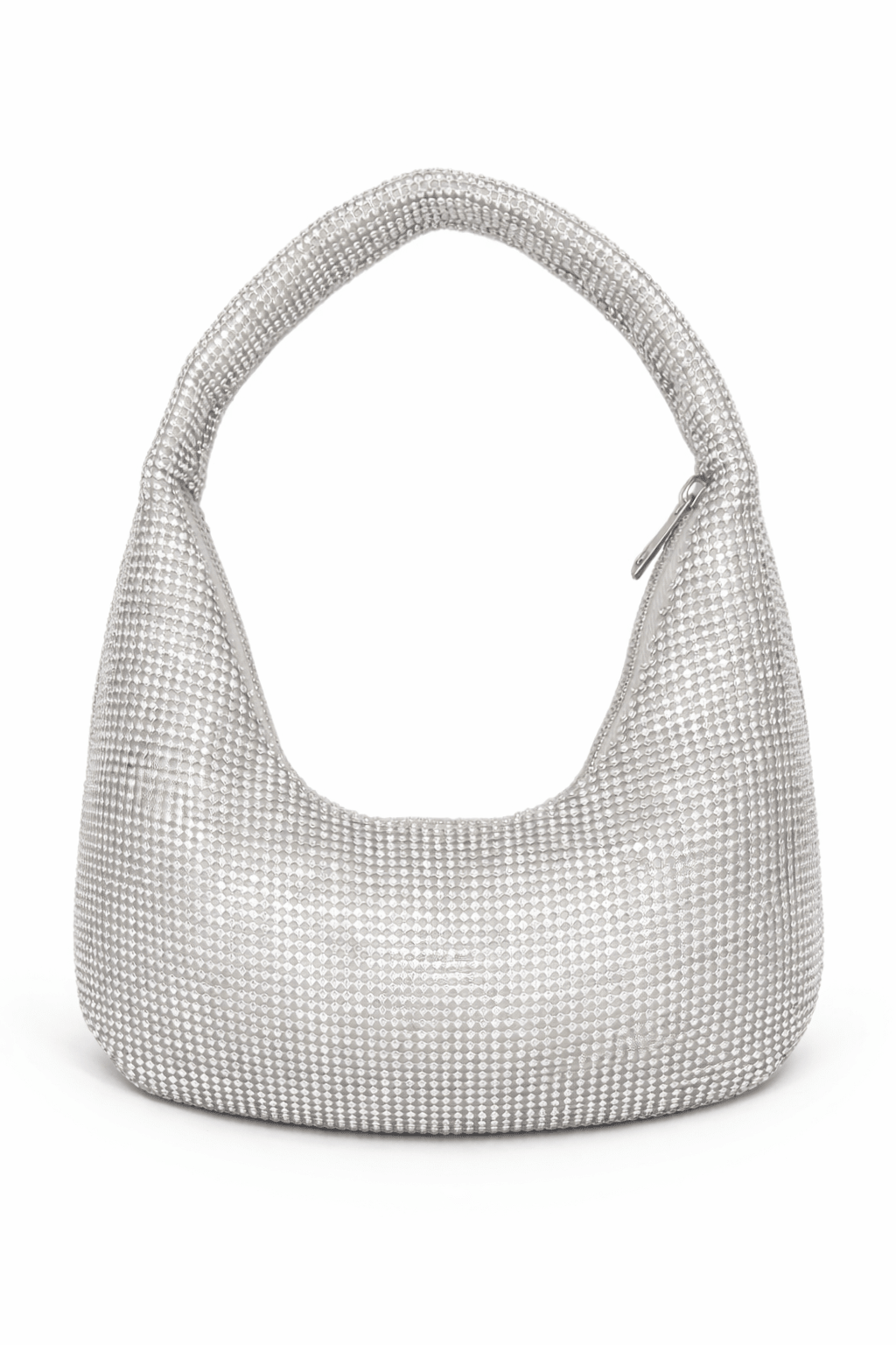 Chainmail Round Crystal Bag in Silver - Mini Bag - My Accessories London