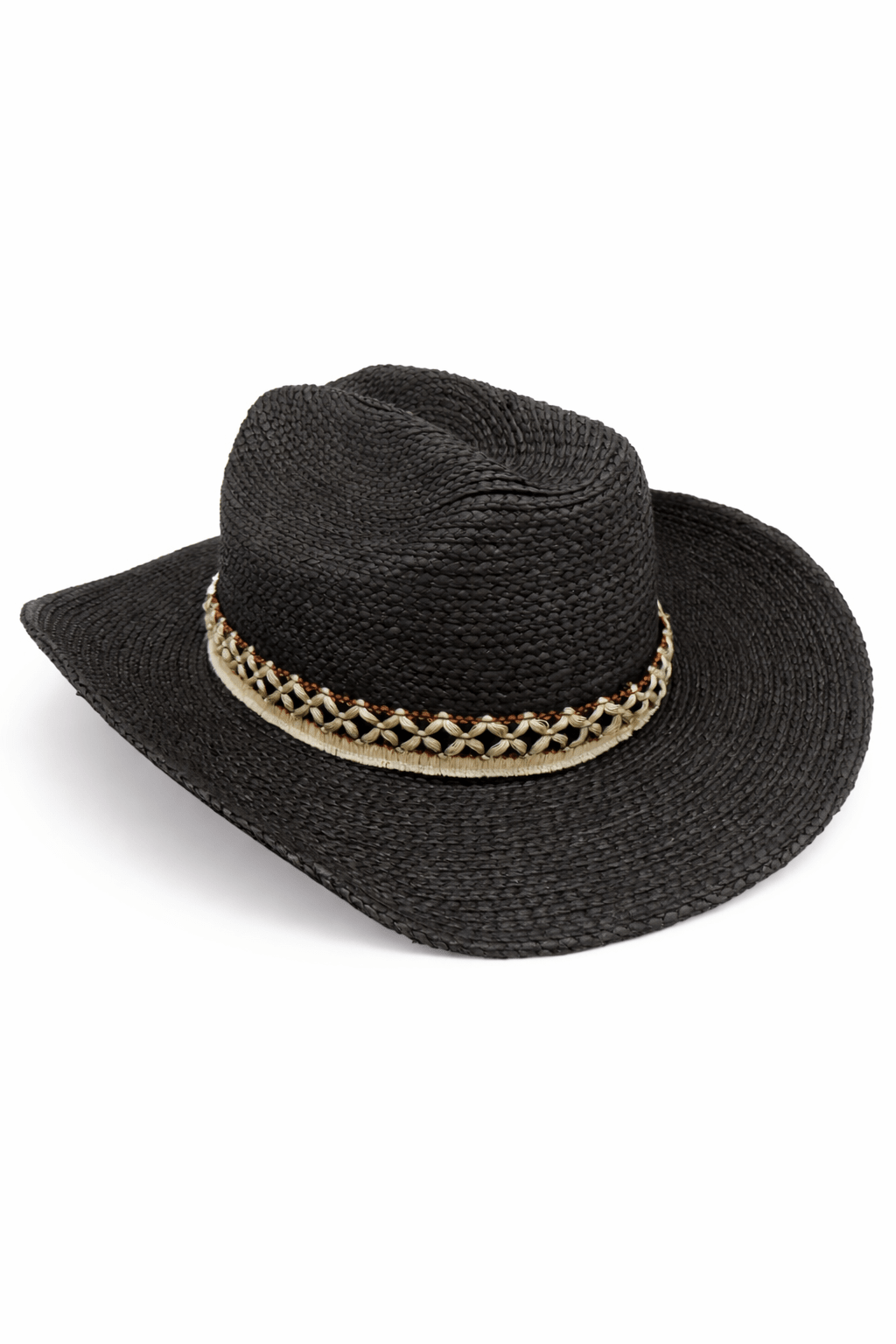 Cowboy Hat in Black with Pattern Trim - Cowboy Hat - My Accessories London