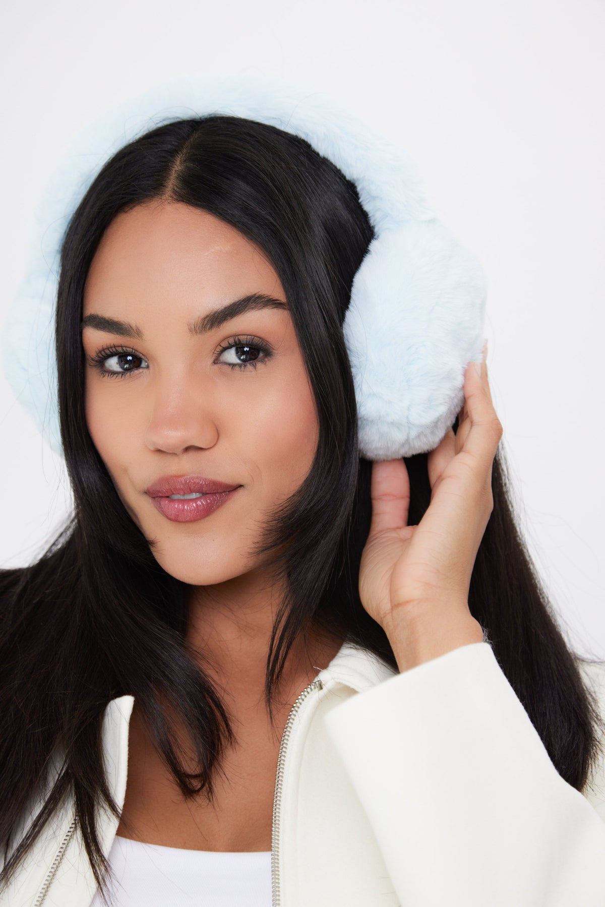 Fluffy Faux-Fur Earmuffs in Baby Blue - Ear Muffs - My Accessories London