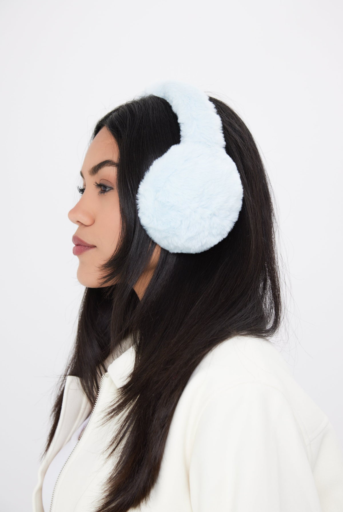 Fluffy Faux-Fur Earmuffs in Baby Blue - Ear Muffs - My Accessories London