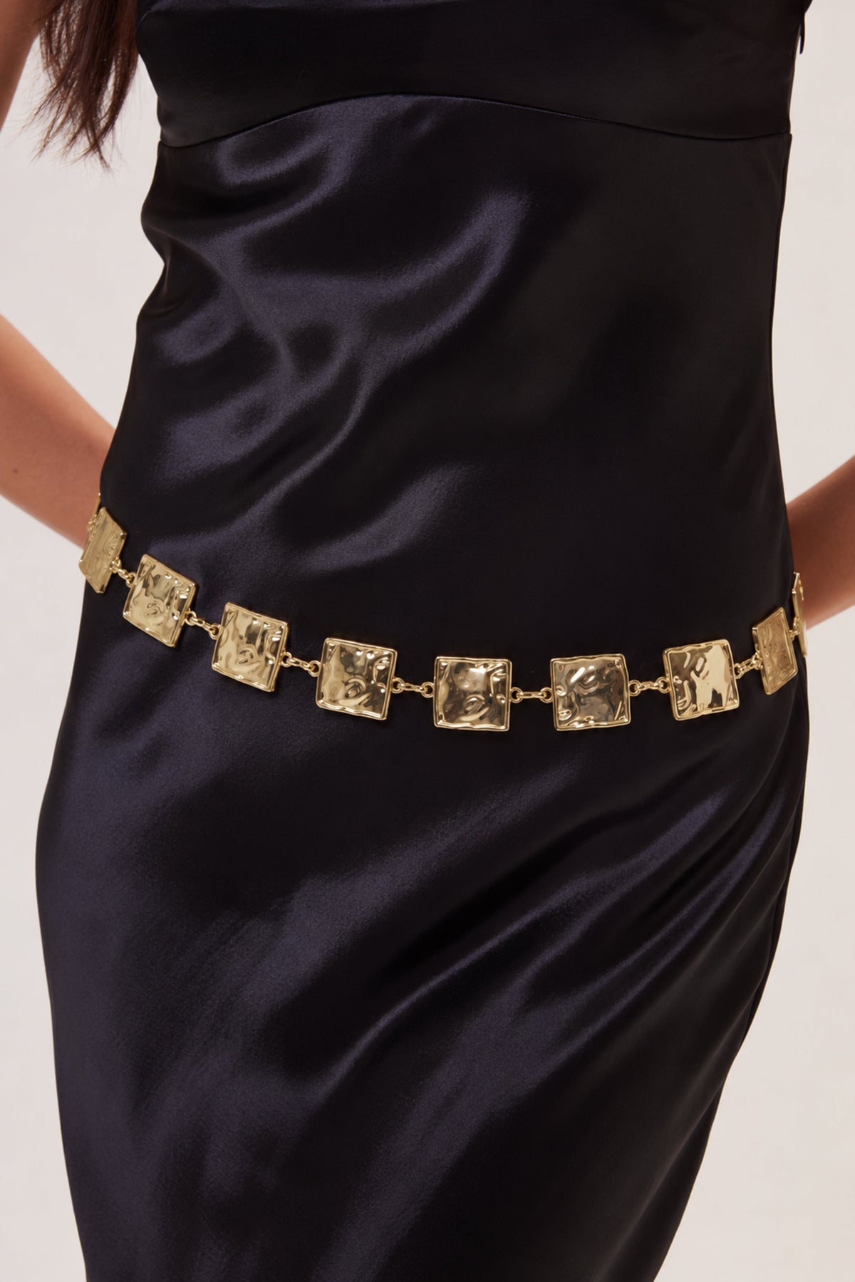 Hammered Square Chain Belt in Gold - My Accessories London