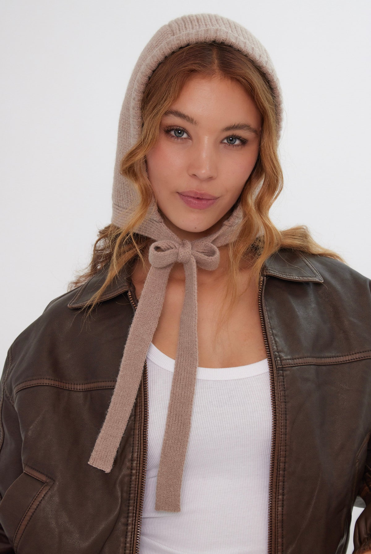 Knitted Bonnet in Light Brown - Bonnet - My Accessories London