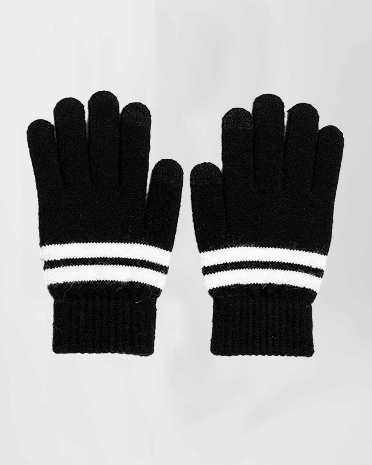 Knitted Stripe Gloves in Black - Gloves - My Accessories London