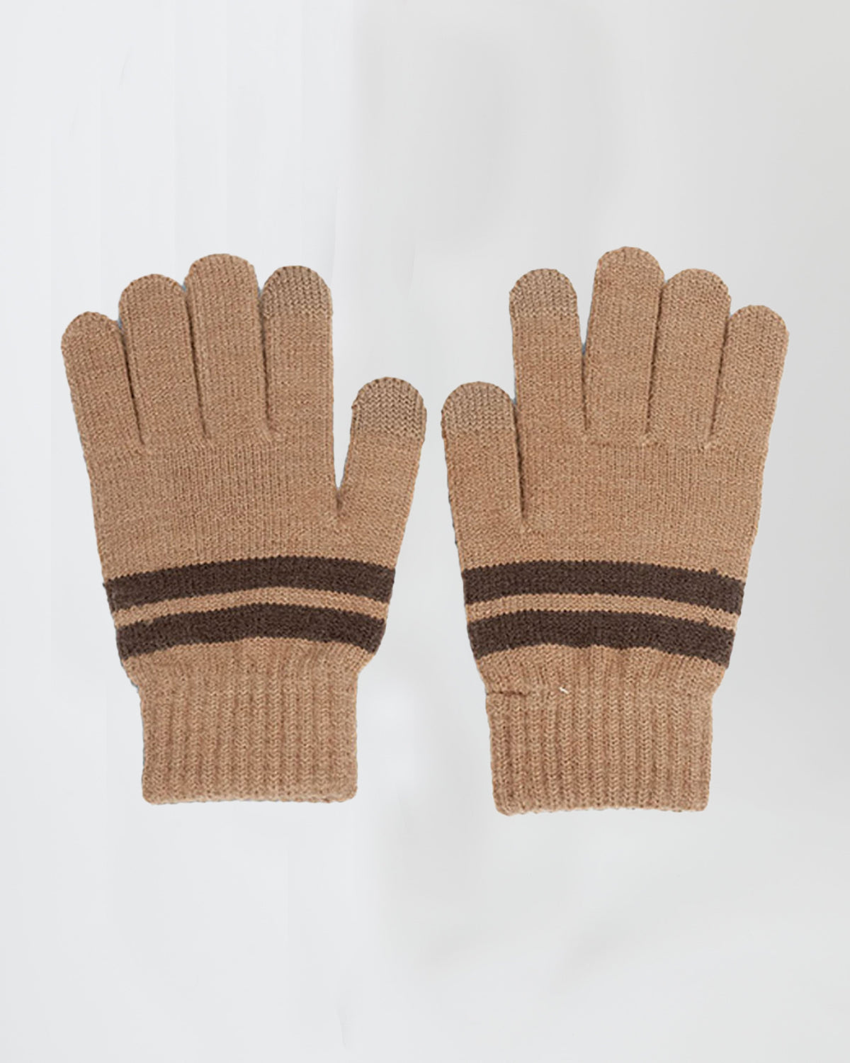 Knitted Stripe Gloves in Brown - Gloves - My Accessories London