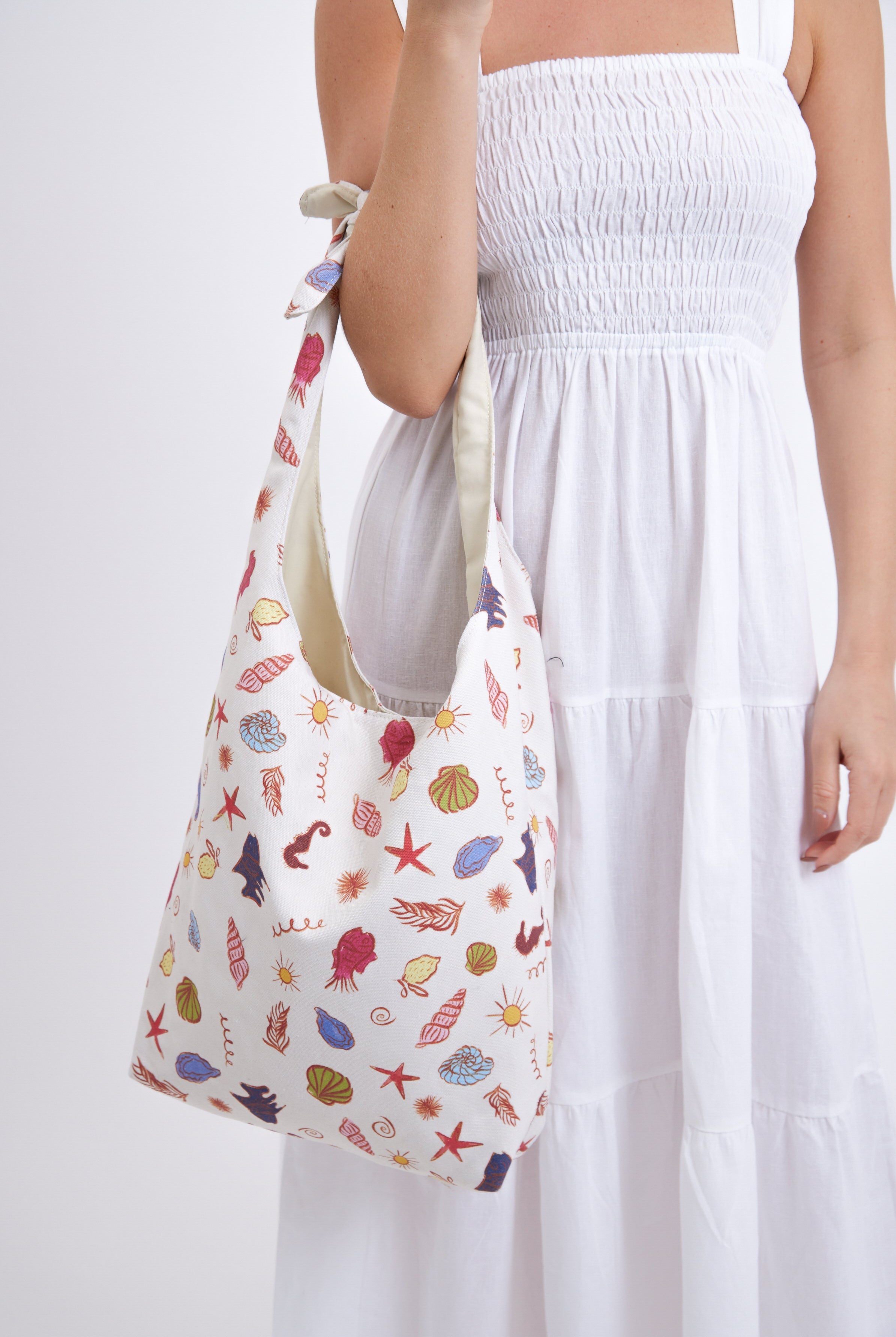 Knotted Tote Bag with Nautical Print in Multicolour - Tote Bag - My Accessories London