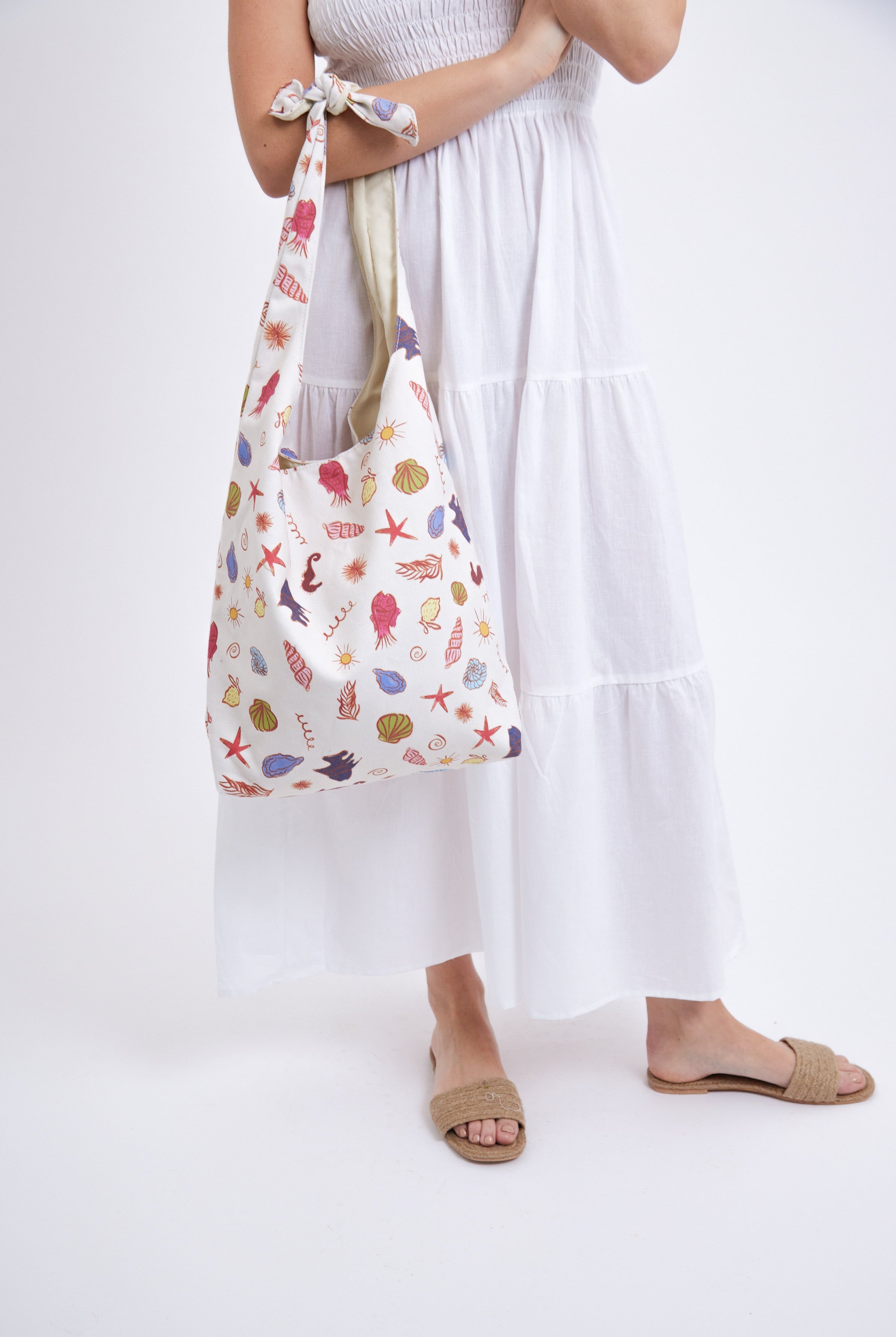Knotted Tote Bag with Nautical Print in Multicolour - Tote Bag - My Accessories London