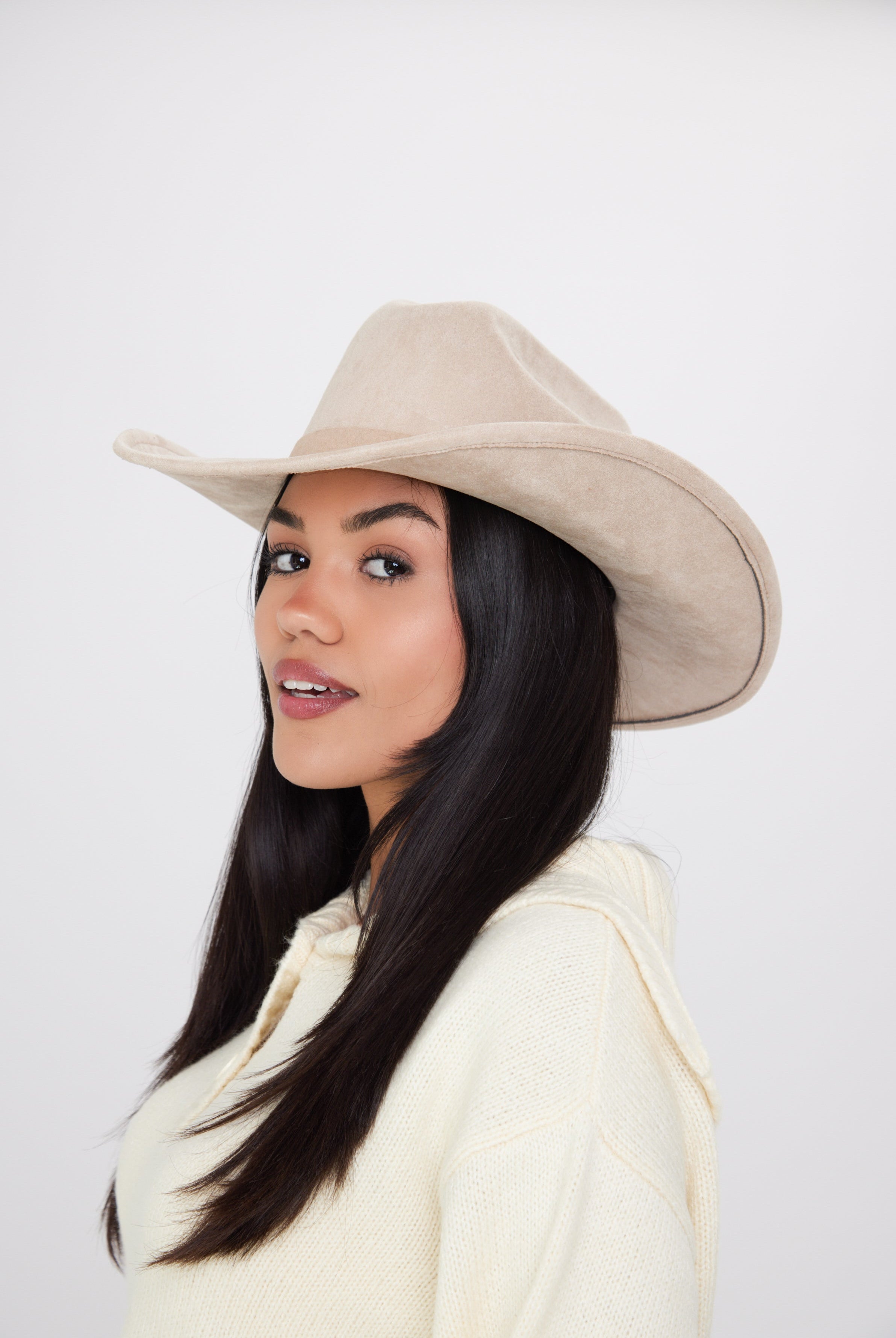 Light Brown Faux Suede Cowboy Hat - Cowboy Hat - My Accessories London