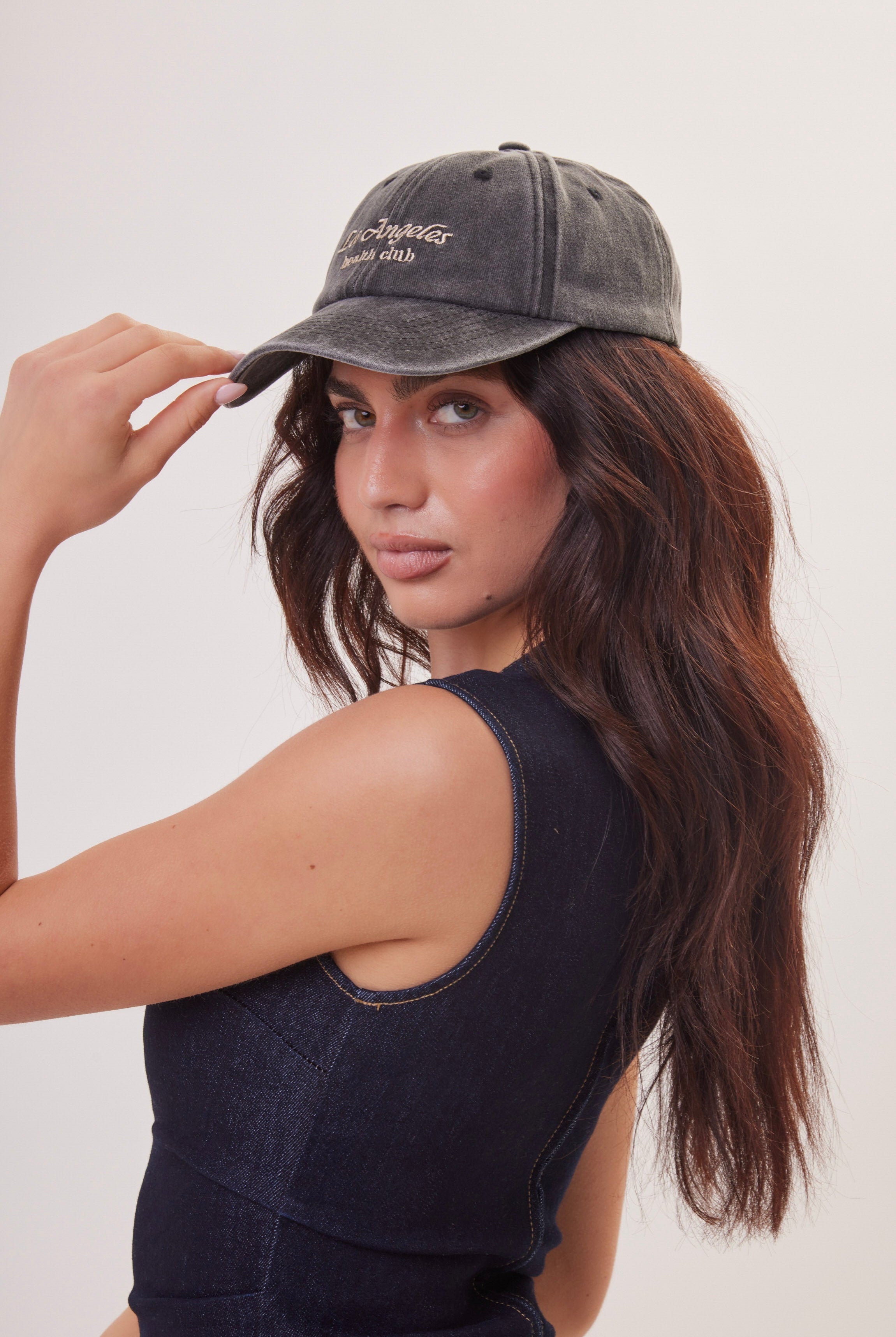 Los Angeles Health Club Baseball Cap in Washed Black - Baseball Cap - My Accessories London