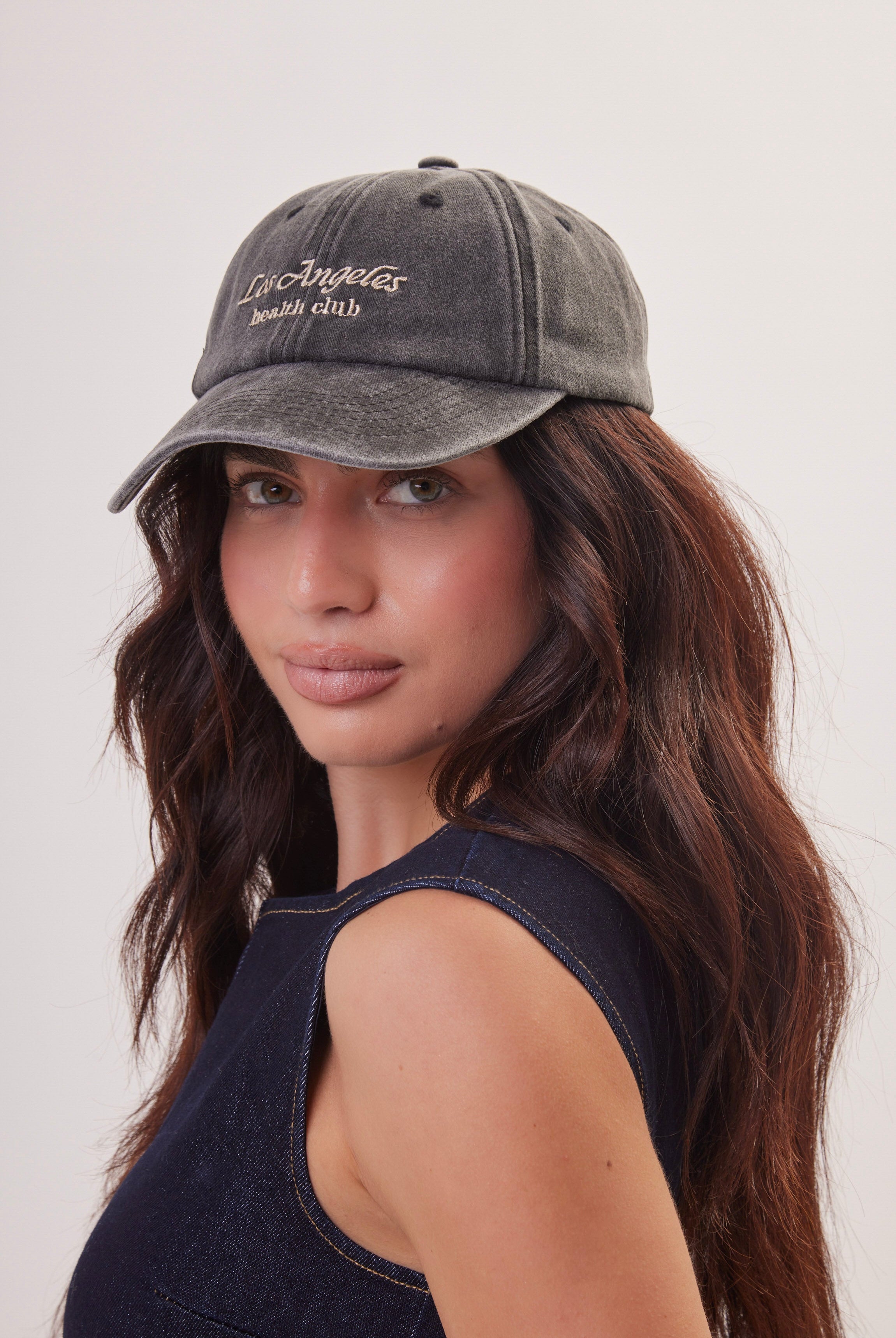 Los Angeles Health Club Baseball Cap in Washed Black - Baseball Cap - My Accessories London