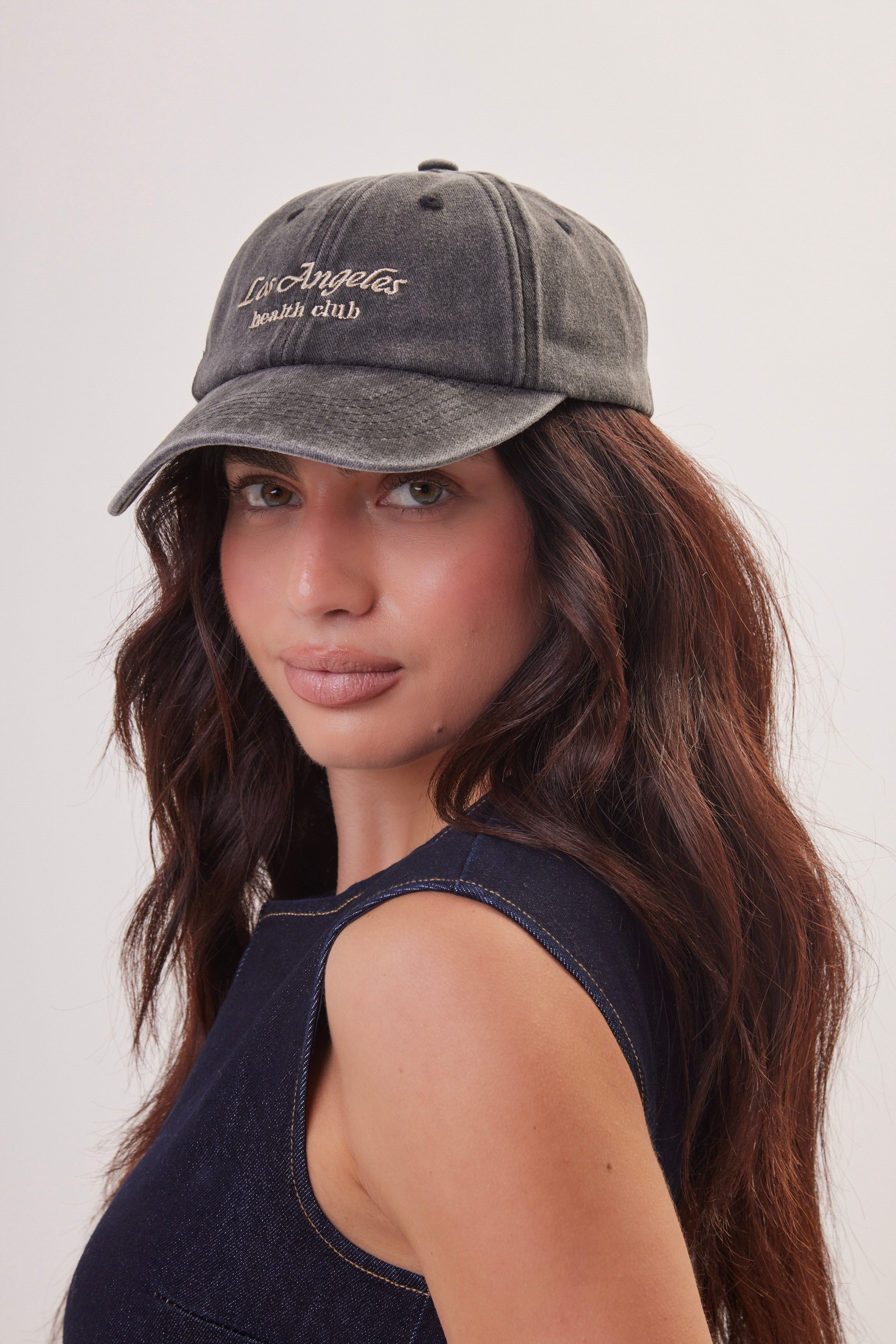 Los Angeles Health Club Baseball Cap in Washed Black - Baseball Cap - My Accessories London