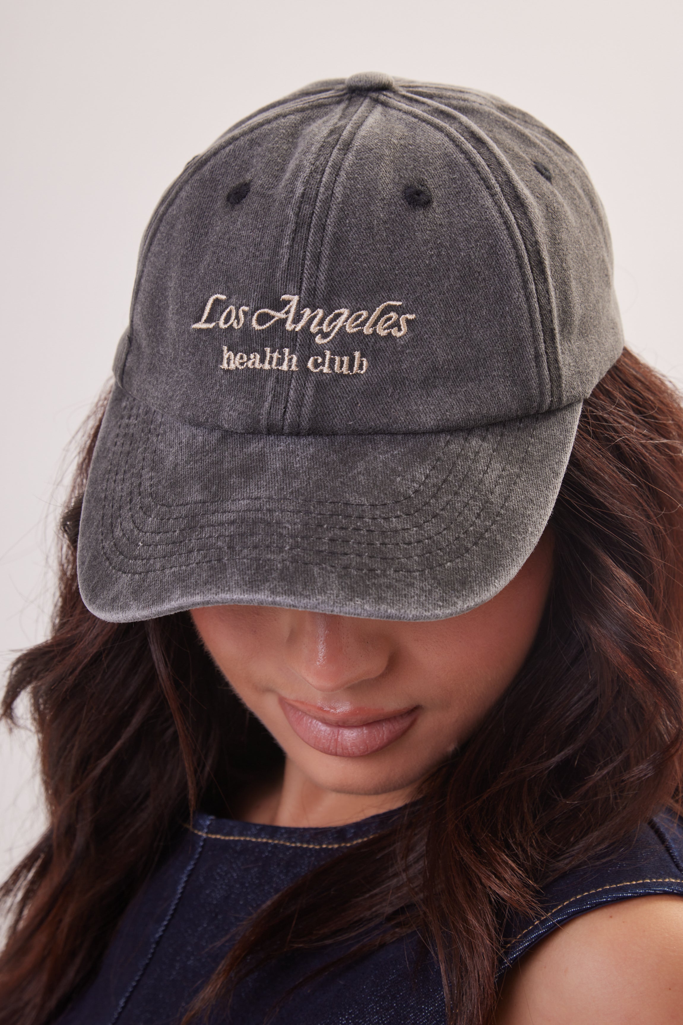 Los Angeles Health Club Baseball Cap in Washed Black - Baseball Cap - My Accessories London