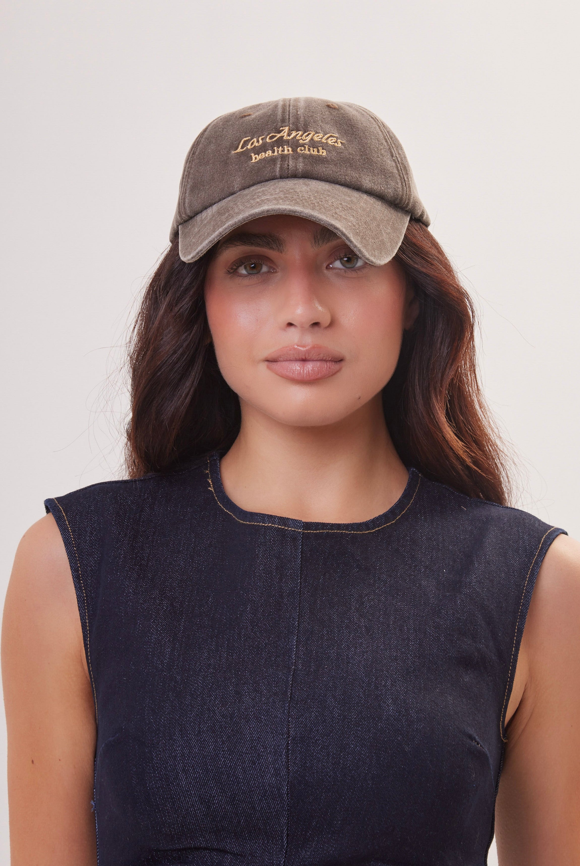 Los Angeles Health Club Baseball Cap in Washed Brown - Baseball Cap - My Accessories London