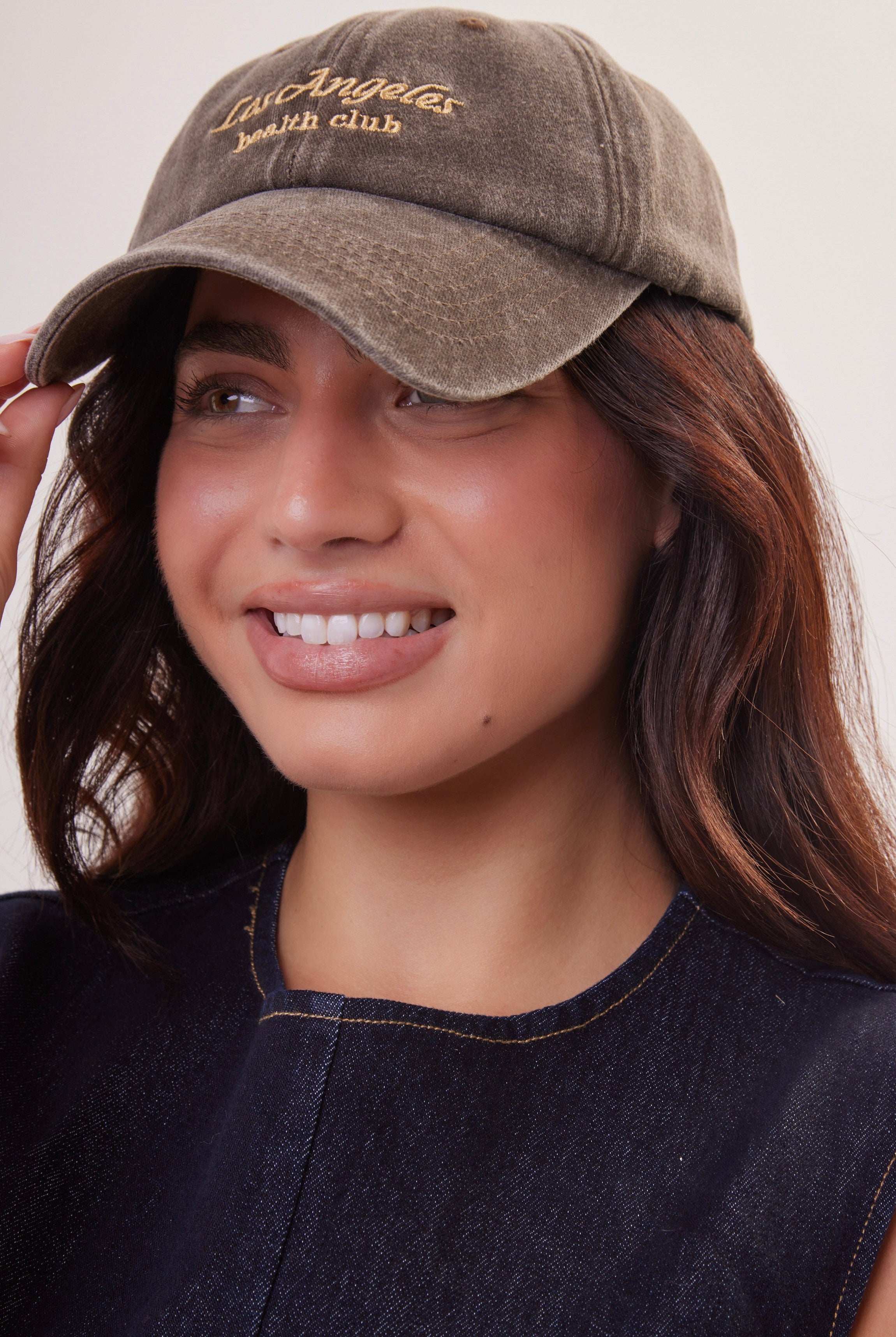 Los Angeles Health Club Baseball Cap in Washed Brown - Baseball Cap - My Accessories London