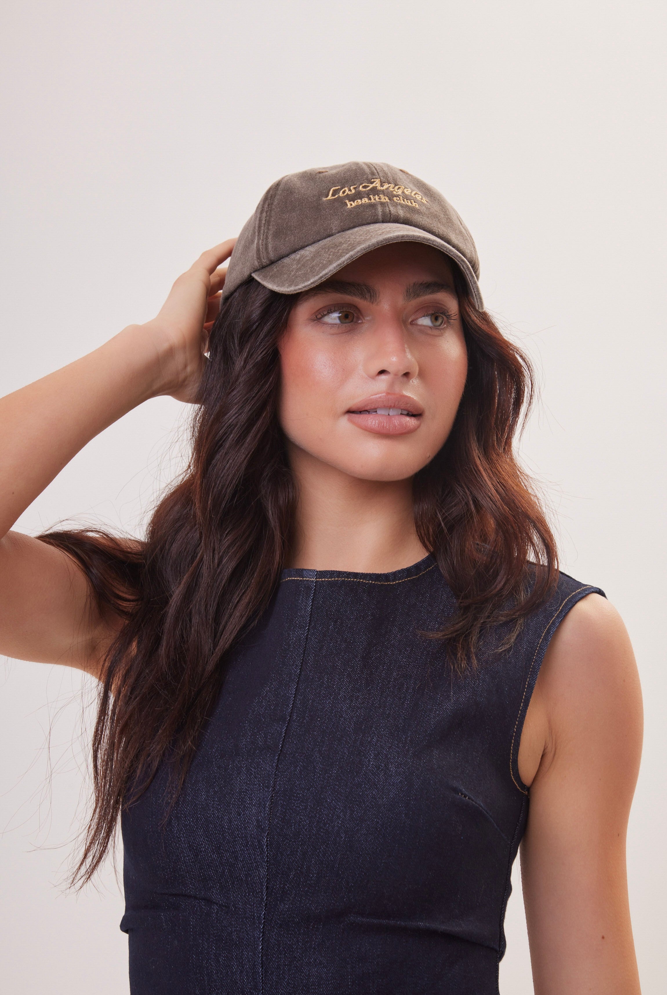 Los Angeles Health Club Baseball Cap in Washed Brown - Baseball Cap - My Accessories London
