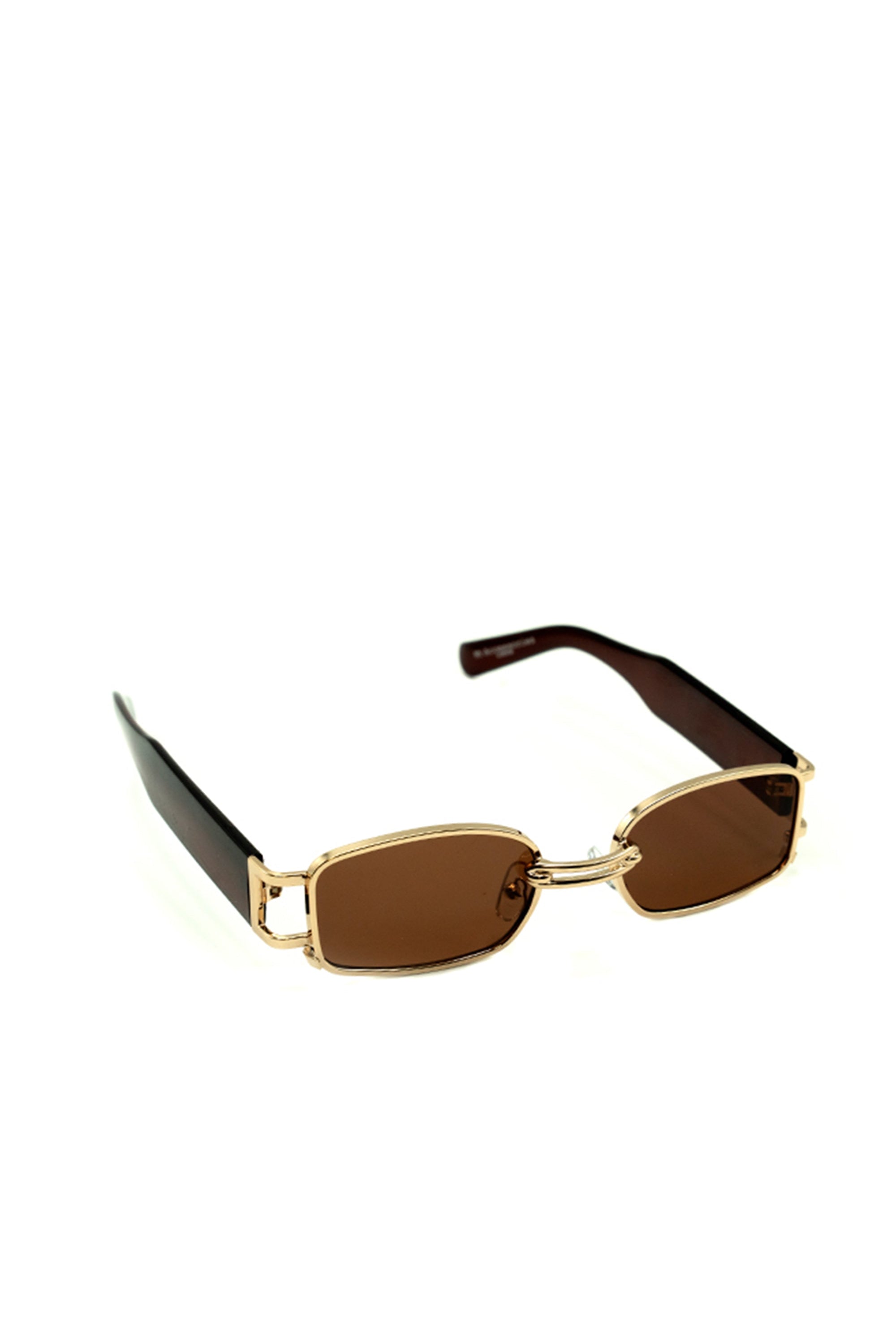 Metal Frame Oval Sunglasses in Brown and Gold - Sunglasses - My Accessories London