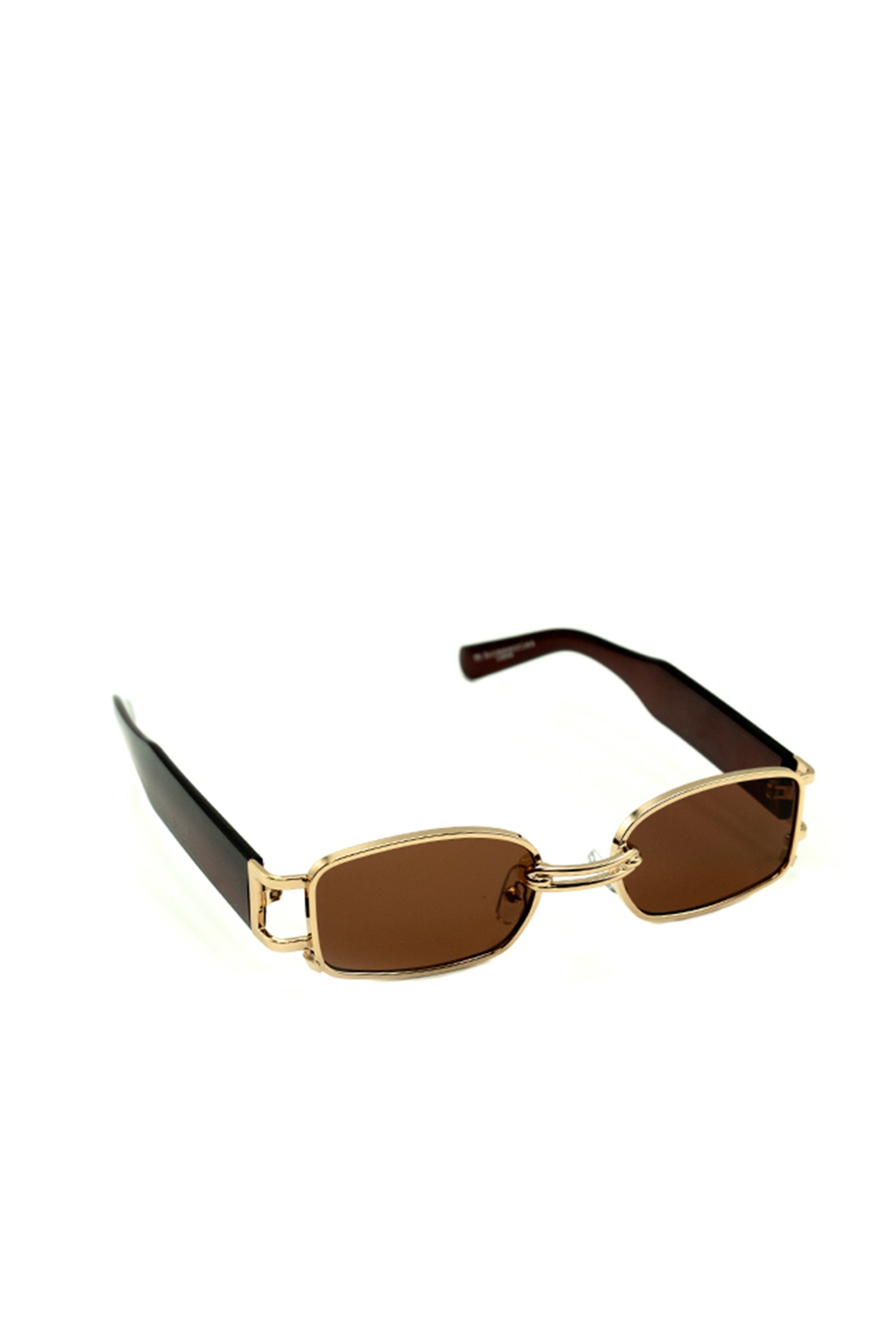 Metal Frame Oval Sunglasses in Brown and Gold - Sunglasses - My Accessories London