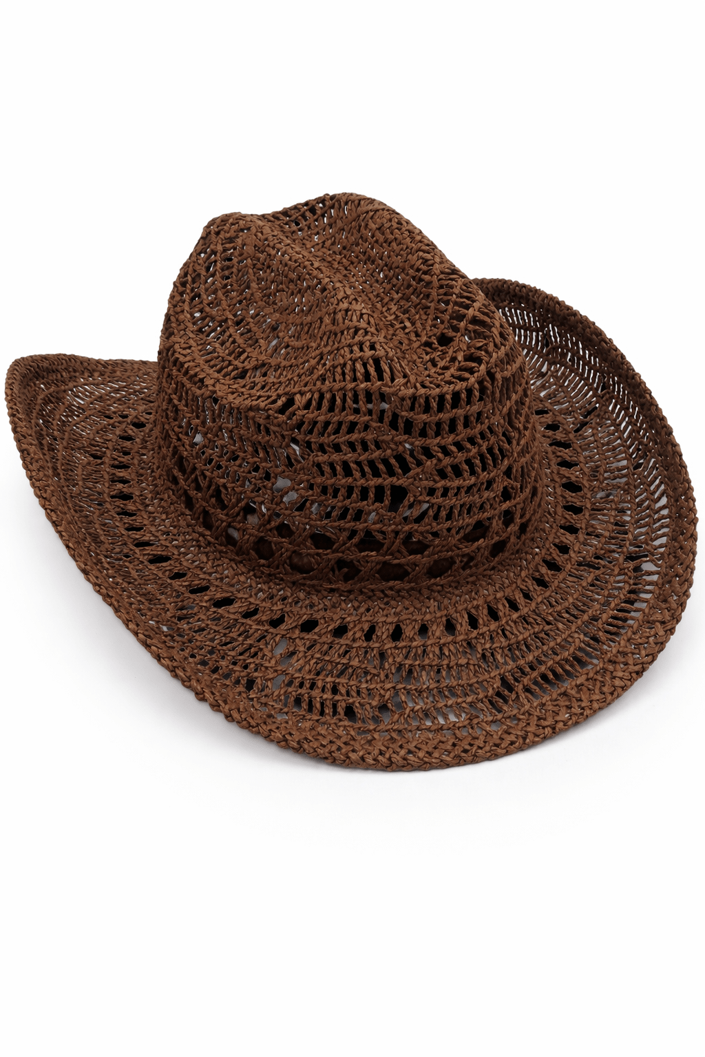Open Weave Straw Cowboy Hat in Dark Brown - Cowboy Hat - My Accessories London