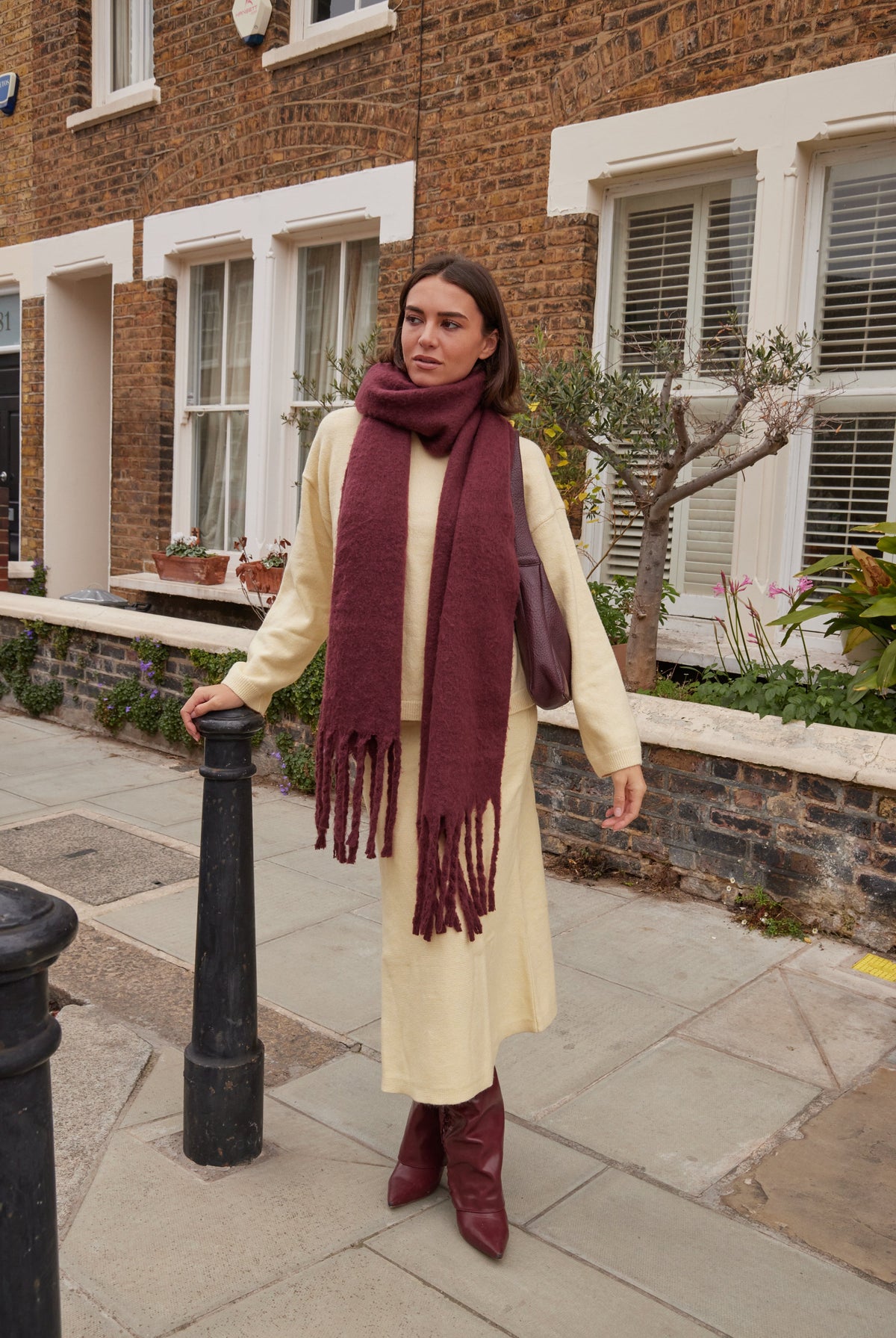 Oversized Chunky Blanket Scarf in Burgundy - Scarves - My Accessories London