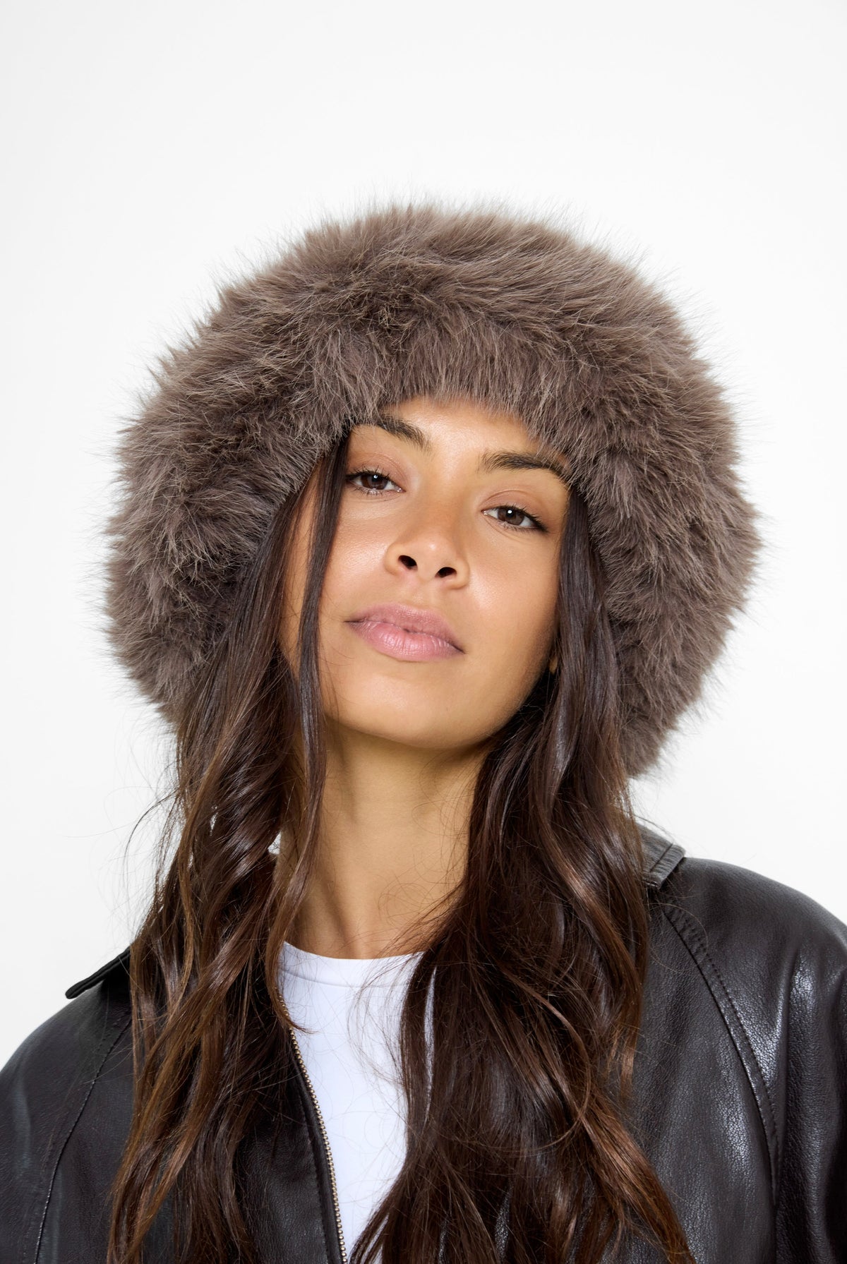 Oversized Fluffy Fur Bucket Hat in Taupe - Bucket Hat - My Accessories London