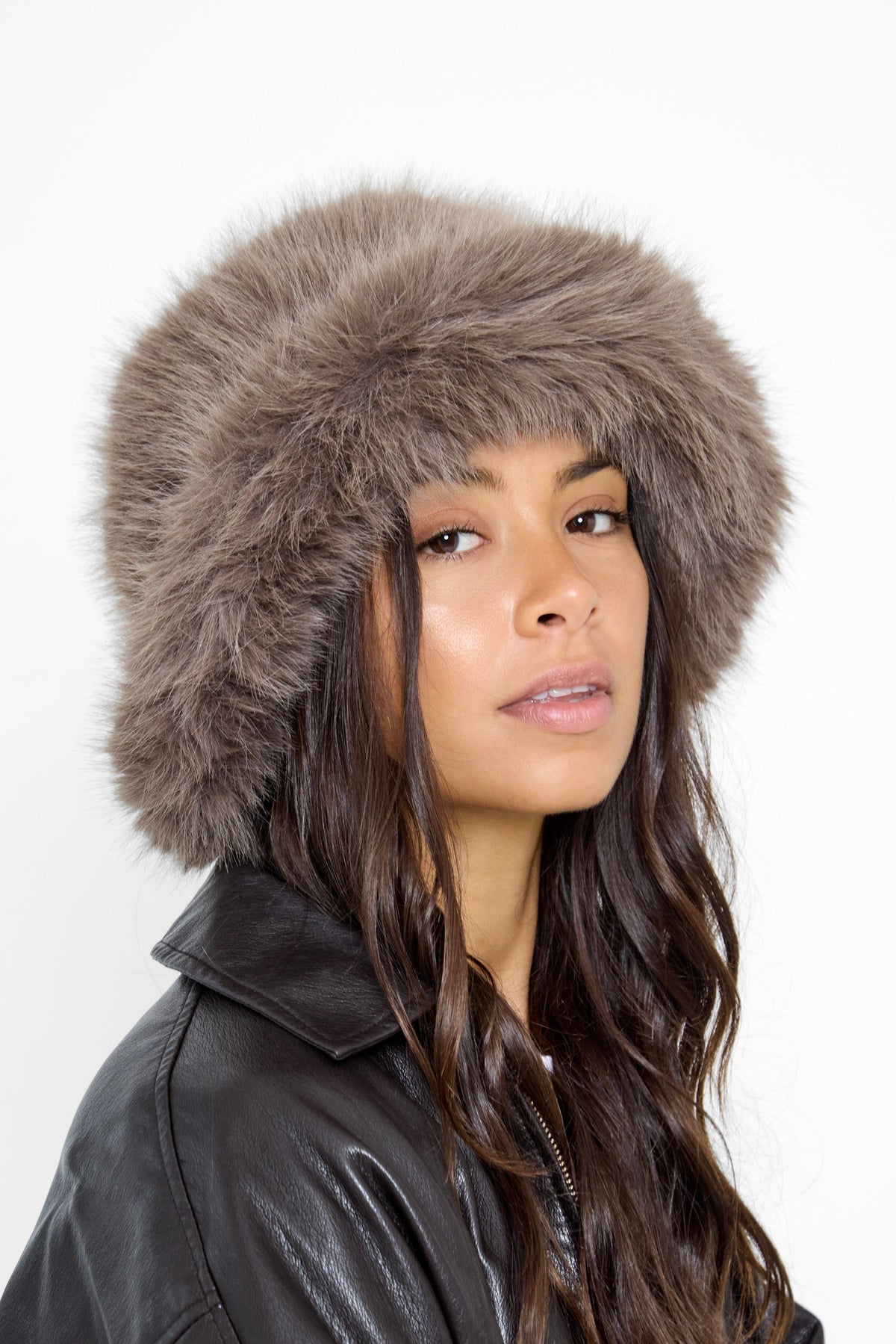 Oversized Fluffy Fur Bucket Hat in Taupe - Bucket Hat - My Accessories London