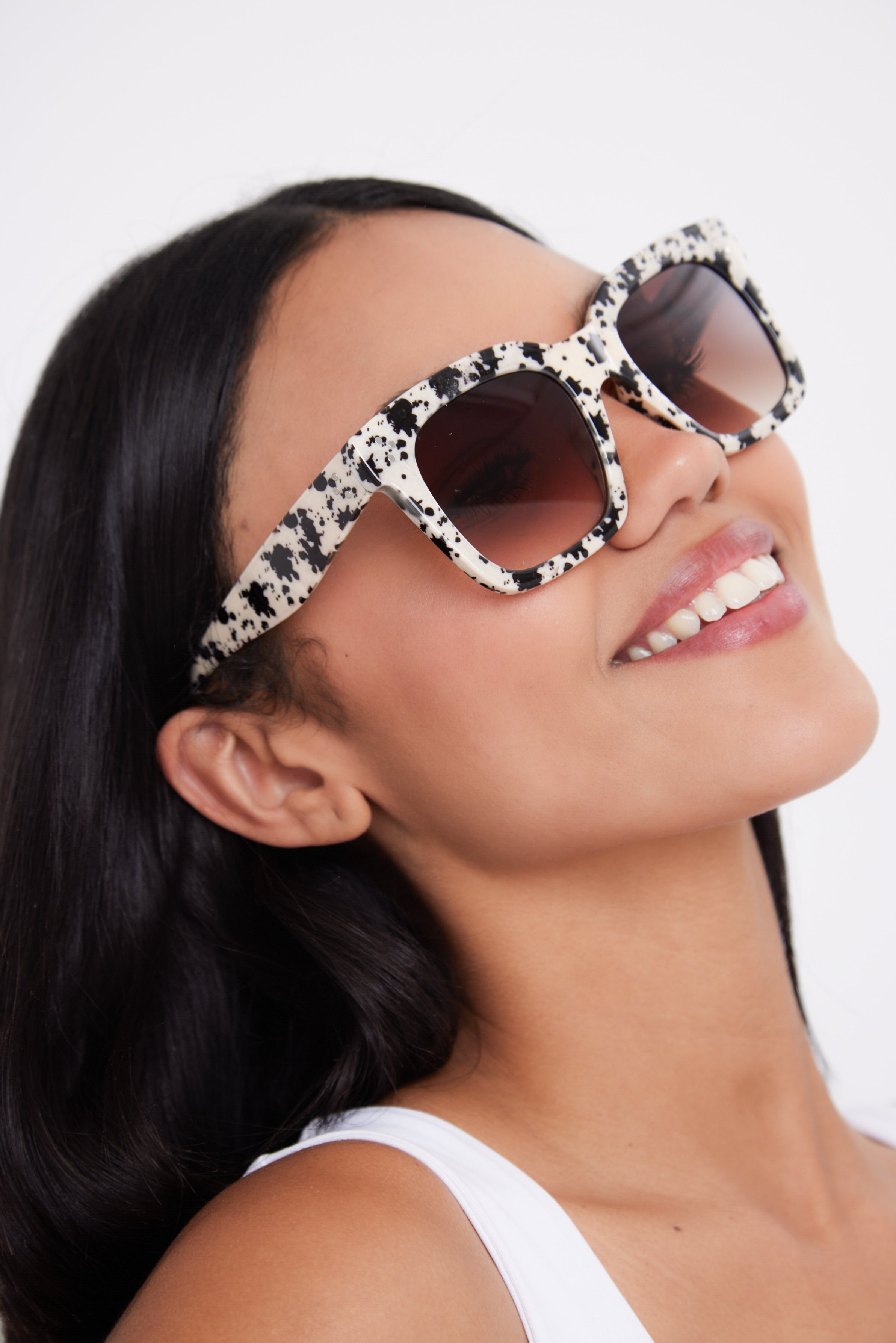 Oversized Square Sunglasses in Black and White Tortoiseshell - Sunglasses - My Accessories London