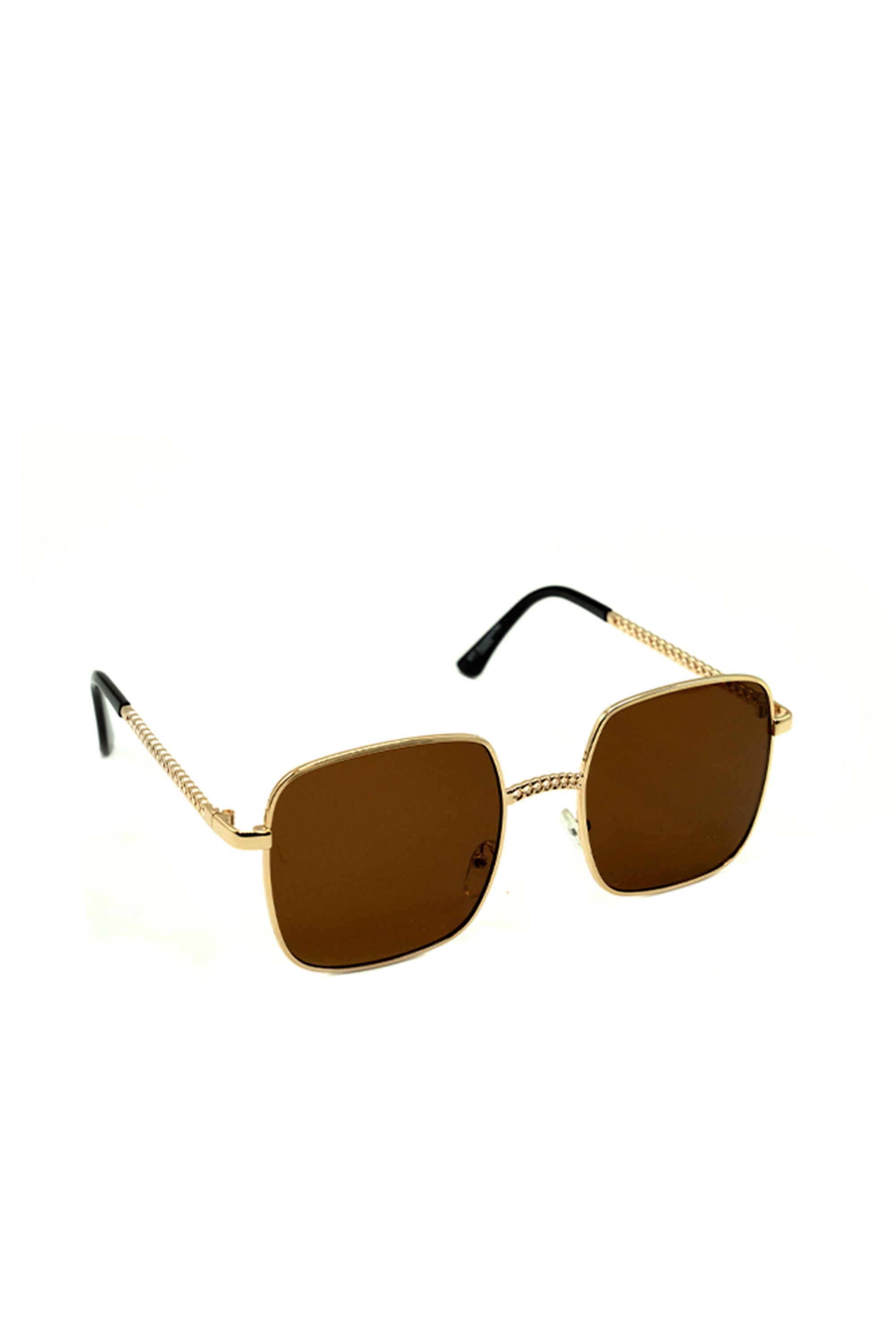 Oversized Square Sunglasses in Gold and Brown - Sunglasses - My Accessories London