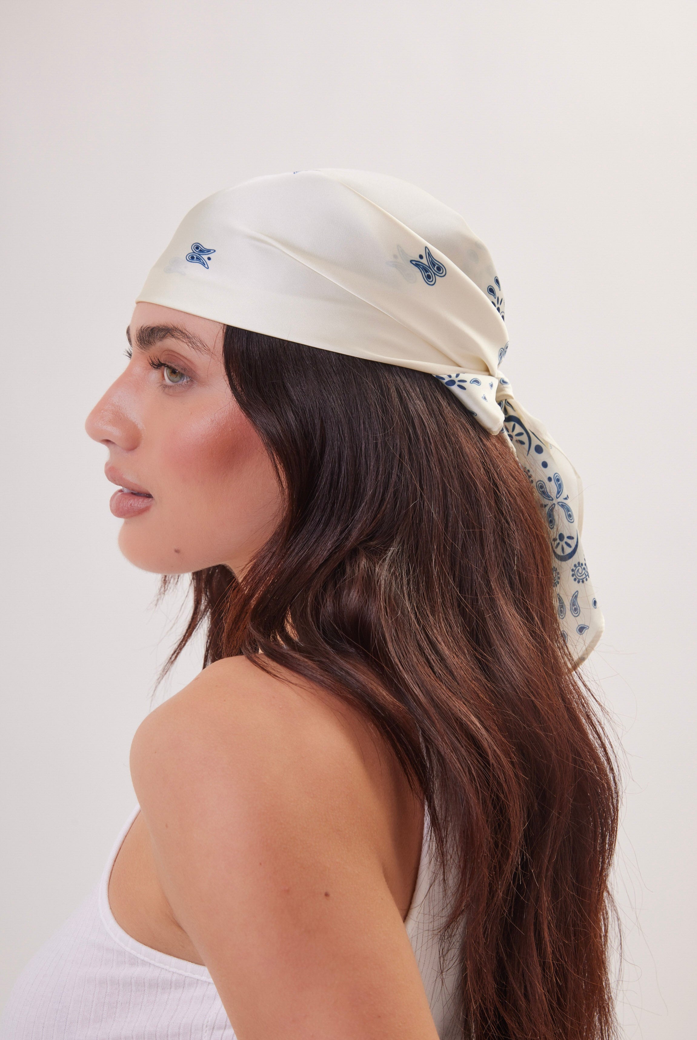 Paisley Neck - tie Bandana in Cream and Blue - Neck Tie - My Accessories London