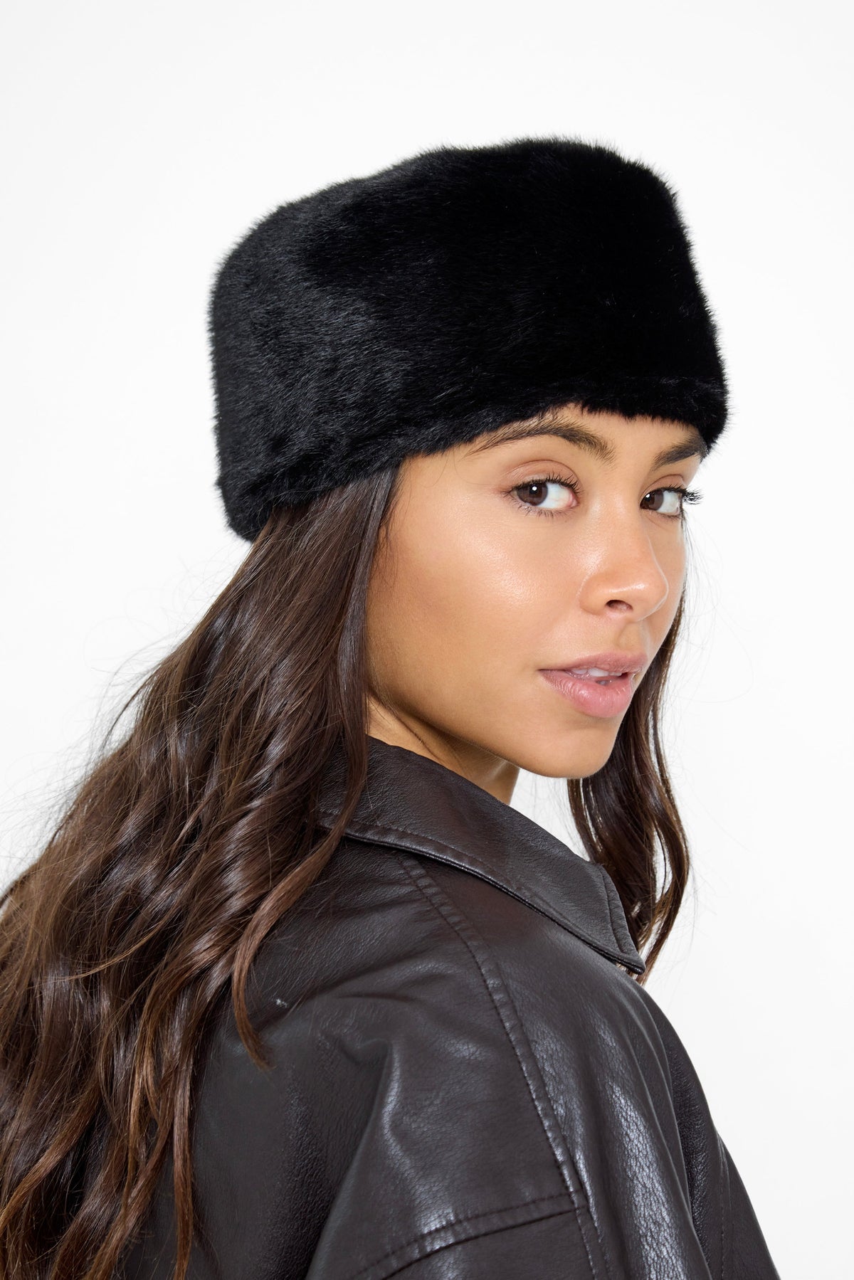 Pillbox Fur Hat in Black - Bucket Hat - My Accessories London