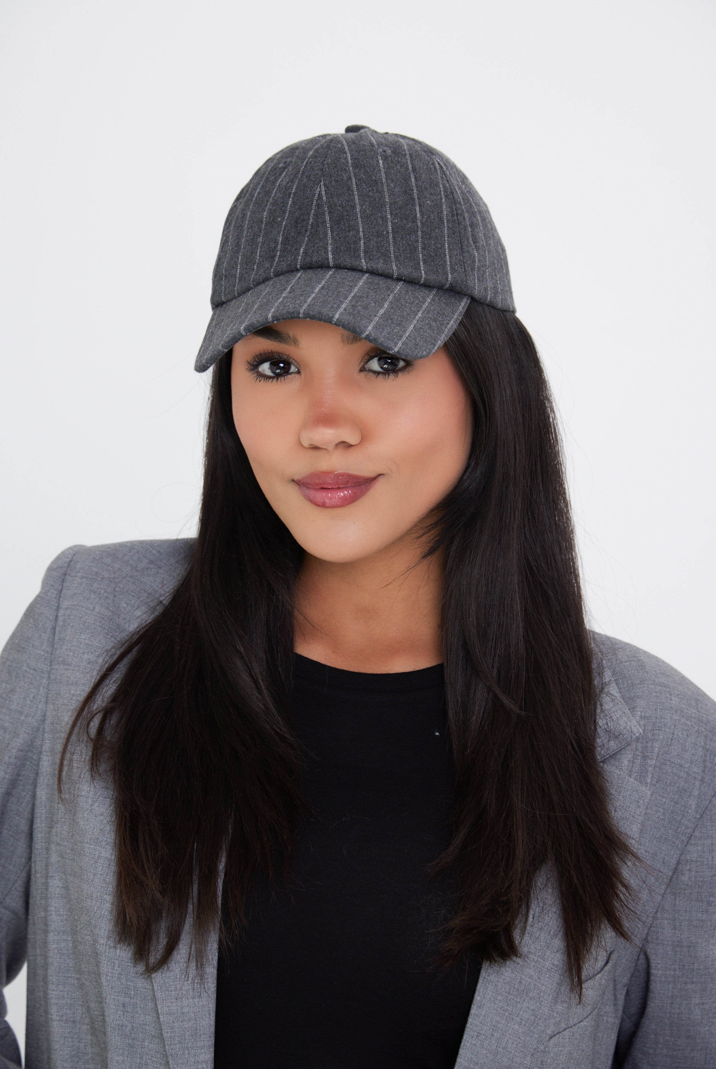 Pinstripe Baseball Cap in Charcoal Grey - Baseball Cap - My Accessories London