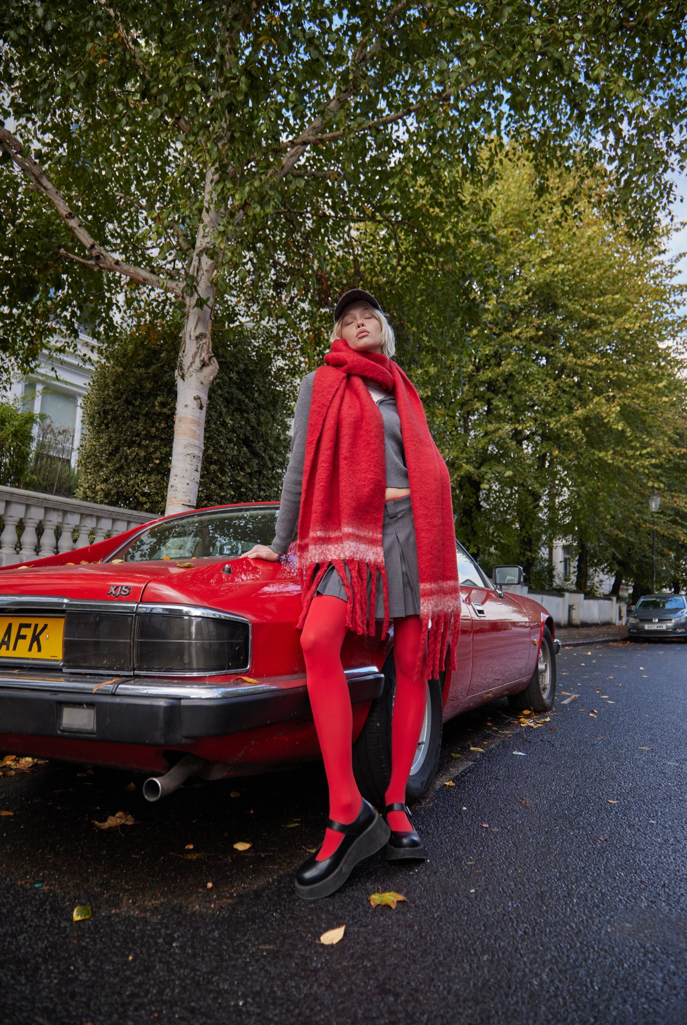 Plain Tights in Red - Tights - My Accessories London