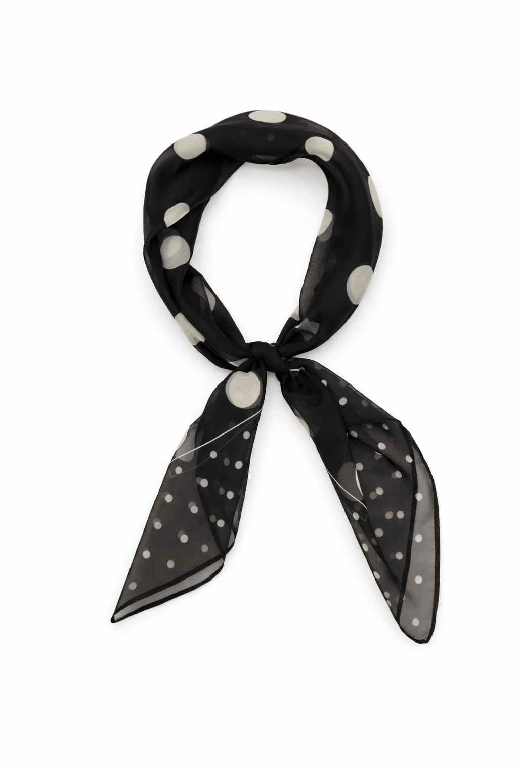 Polka Dot Chiffon Multiway Bandana Head Scarf in Black and Cream - Bandana - My Accessories London