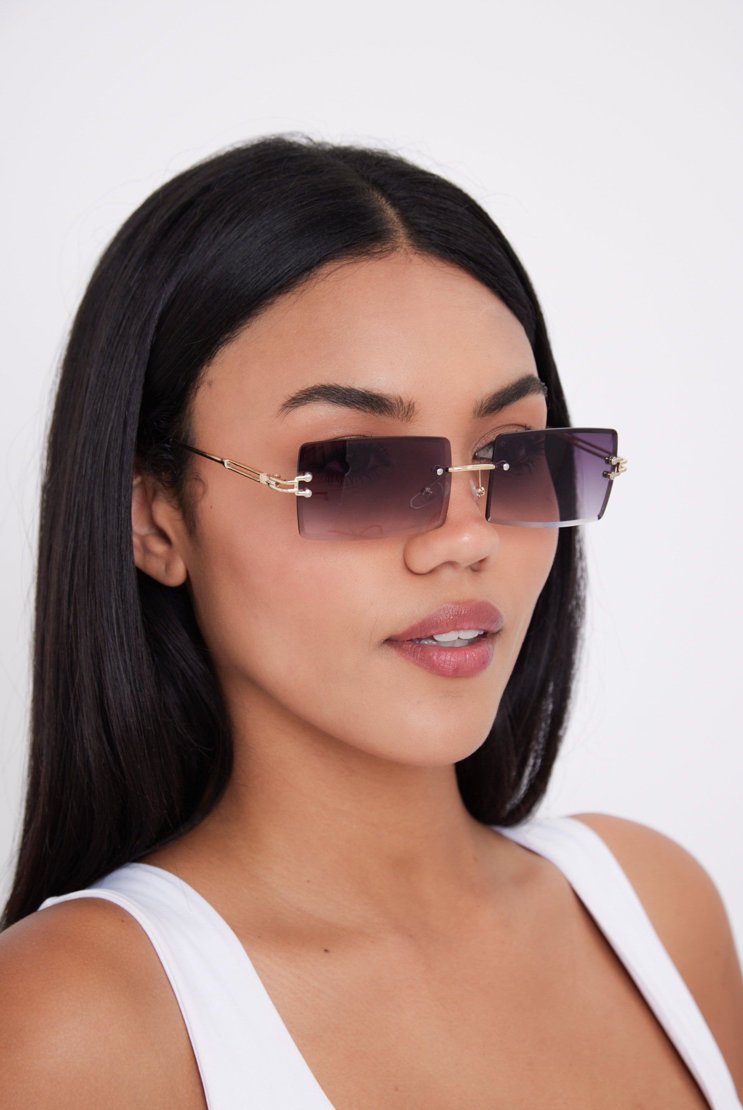 Rimless Sunglasses in Black - Sunglasses - My Accessories London