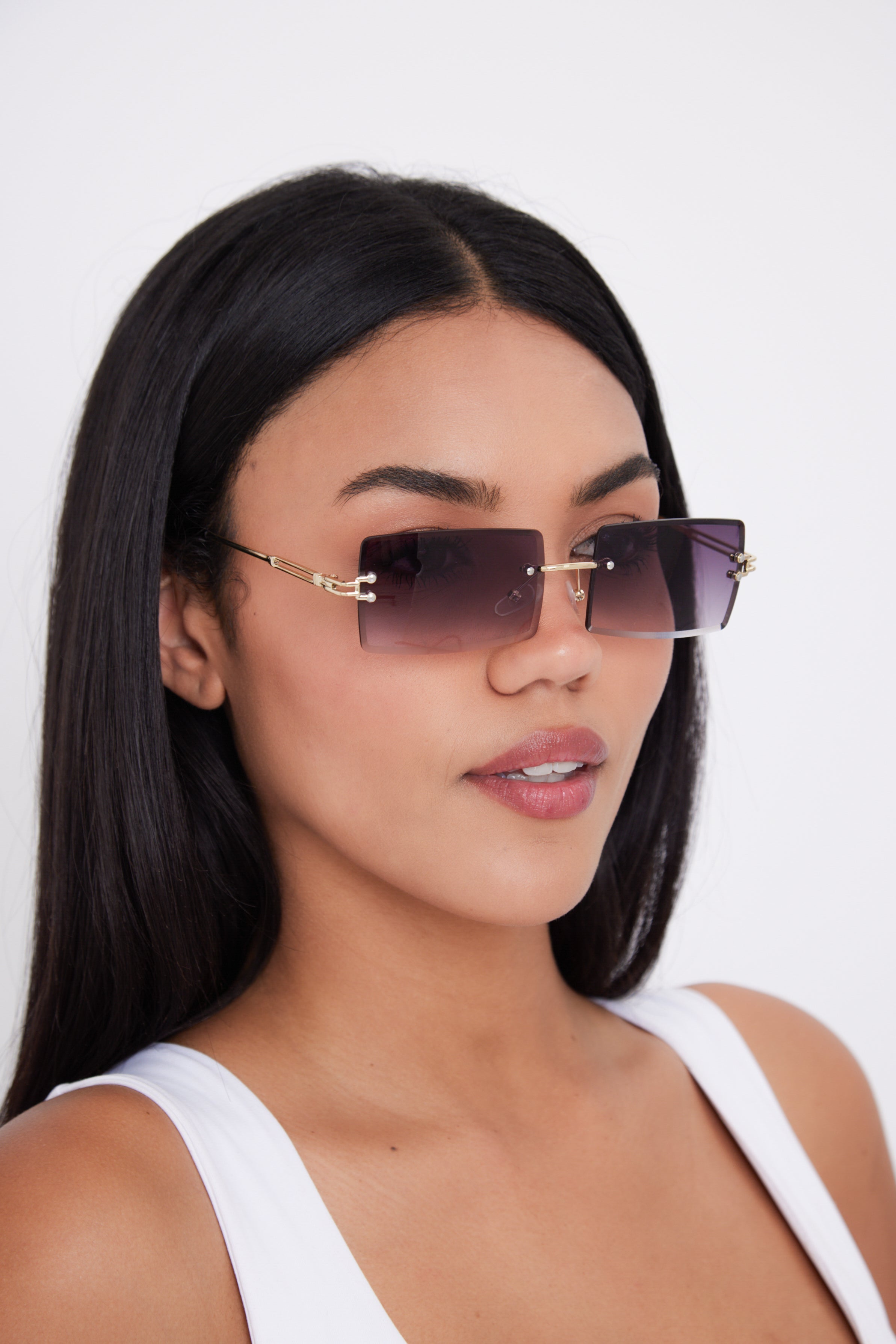 Rimless Sunglasses in Black - Sunglasses - My Accessories London