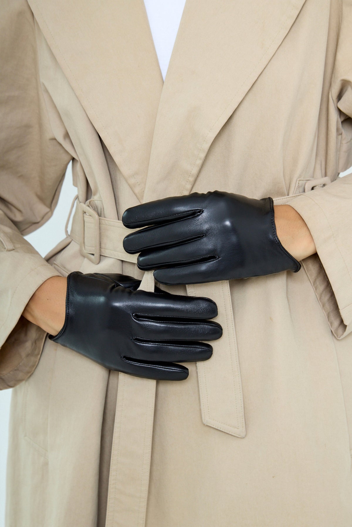 Short Leather Look Driving Gloves in Black - Gloves - My Accessories London