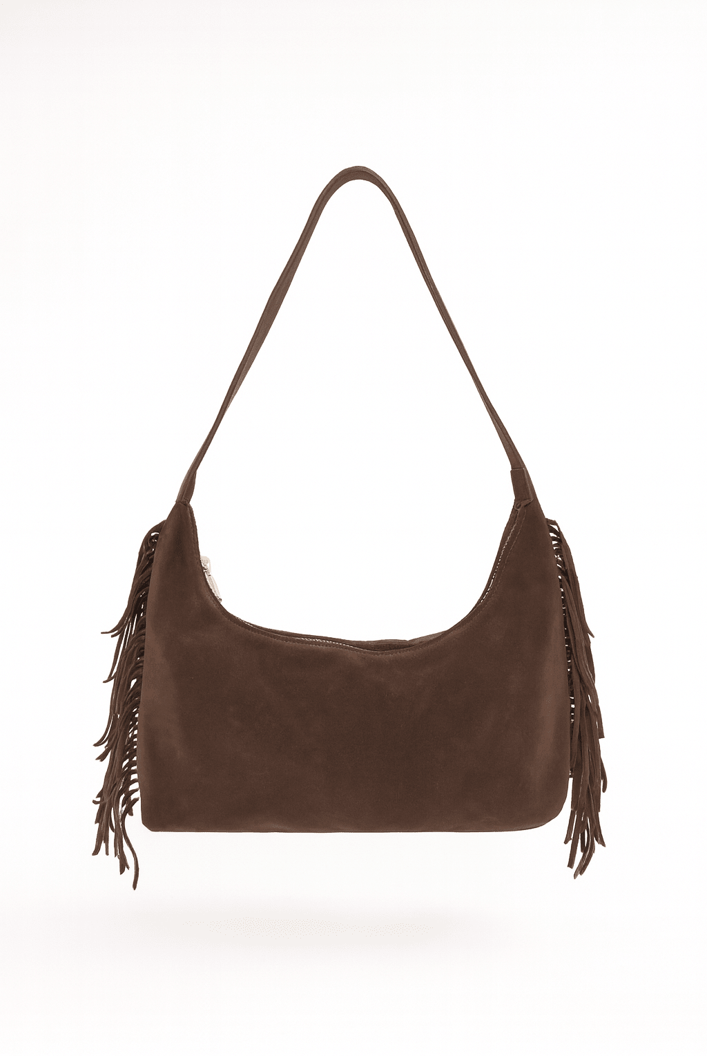 Side Fringe Shoulder Bag in Brown Suede - Shoulder Bag - My Accessories London